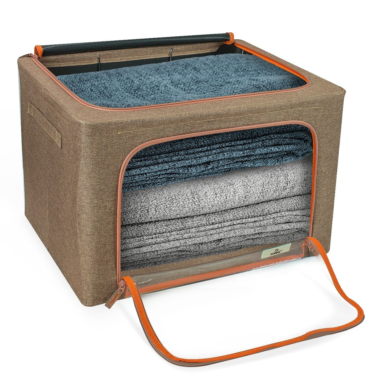 Storage Bins, Foldable Stackable Container Organizer Set with Large Window & Carry Handles