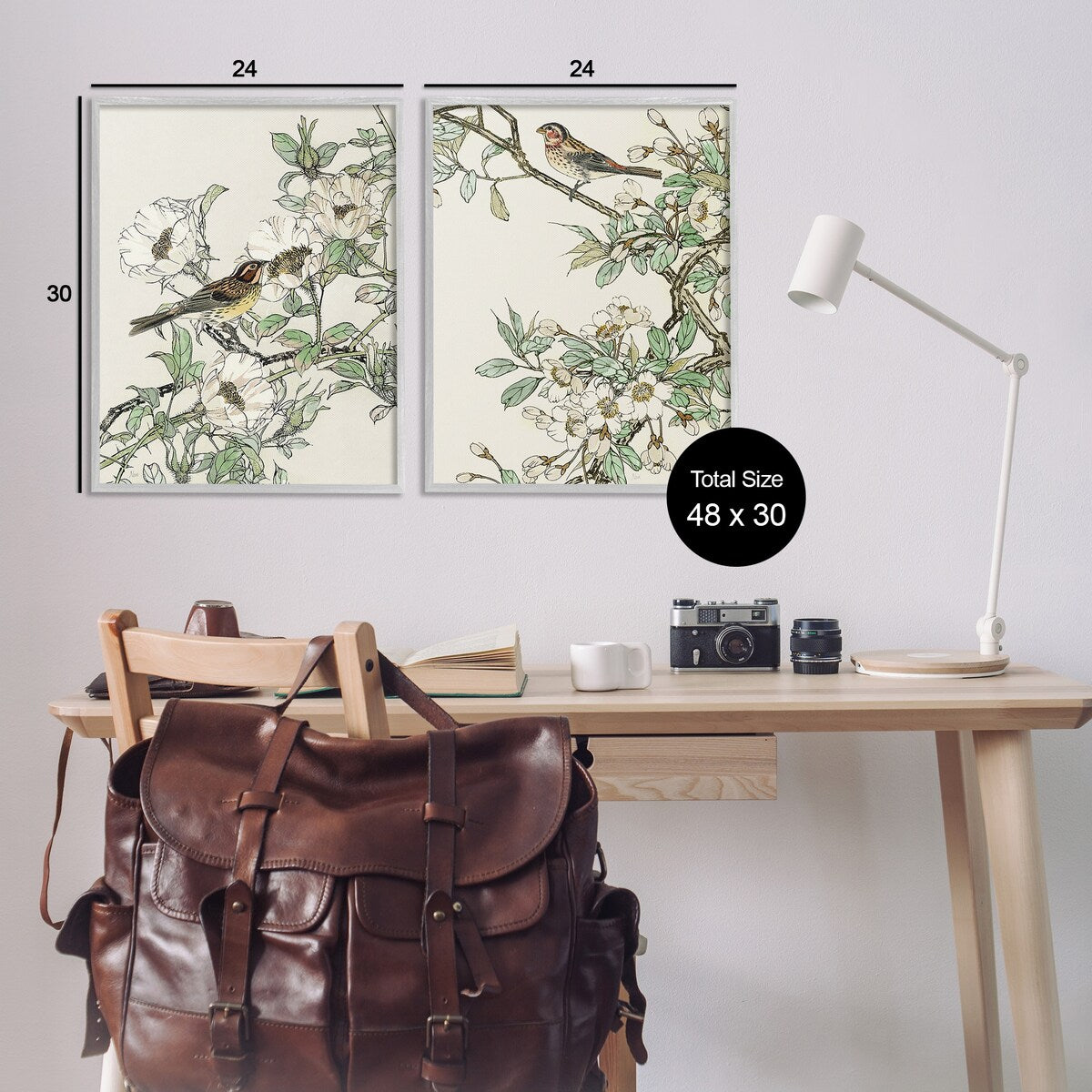Stupell Classic Sparrow on Blossoms 2 Piece Framed Giclee Art Set Design by Nan