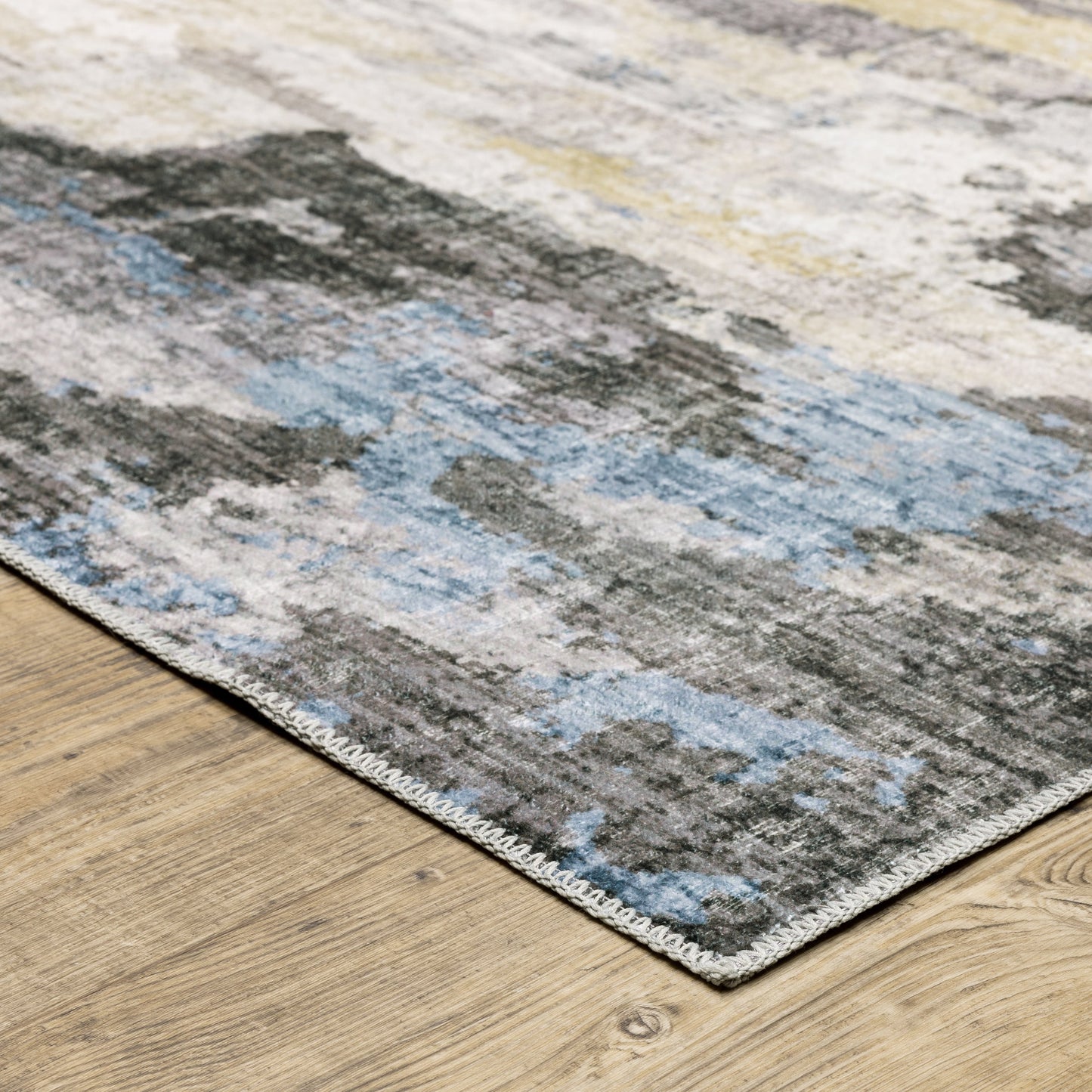 Vista Home Marissa Washable Abstract Grey/ Blue Indoor Area Rug