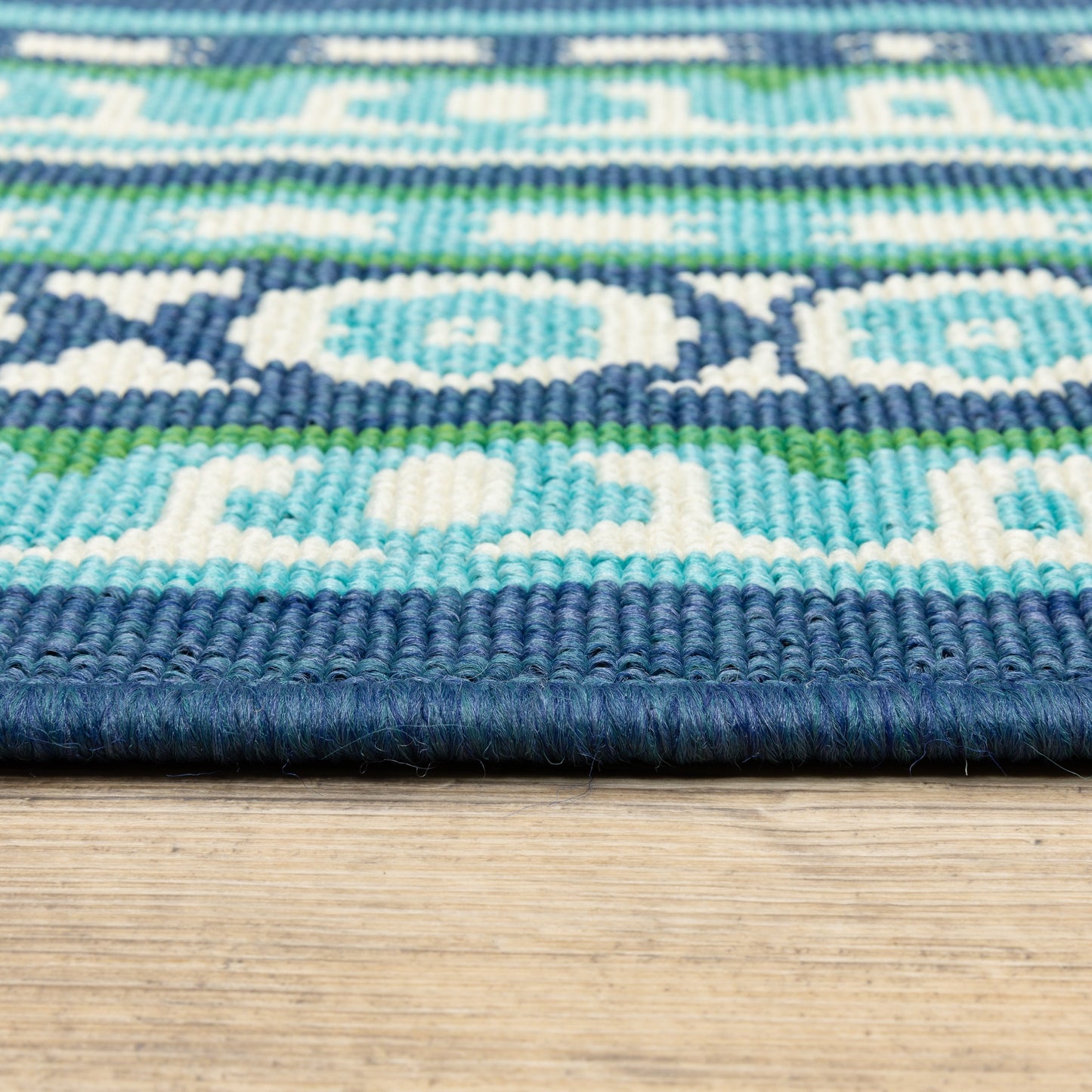 Style Haven Martinque Green Bordered Navy Indoor/ Outdoor Area Rug~