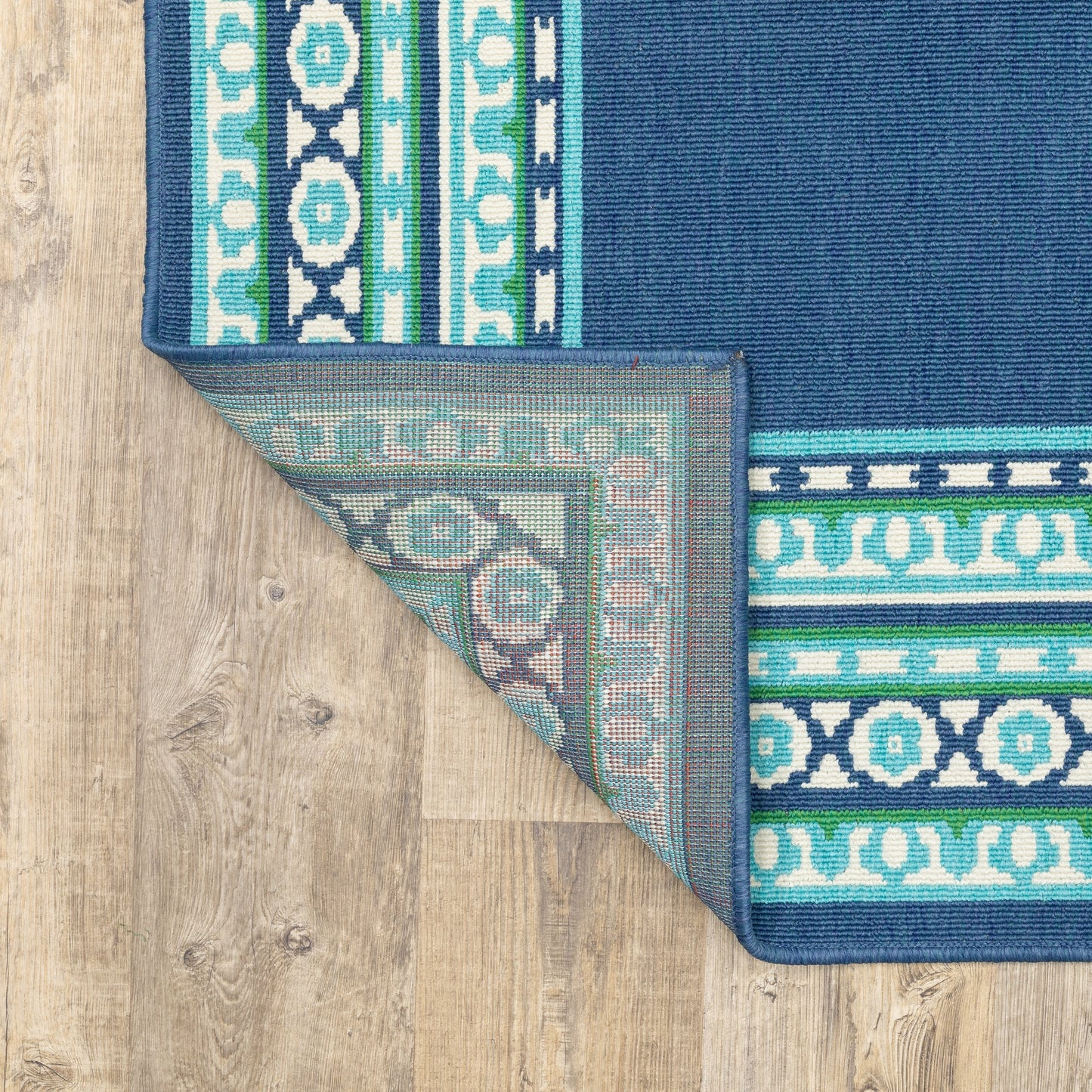 Style Haven Martinque Green Bordered Navy Indoor/ Outdoor Area Rug~