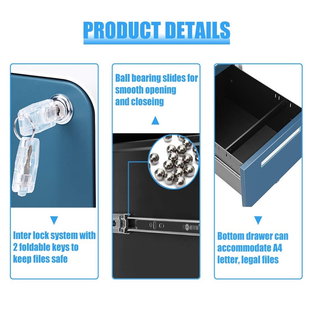 3 Drawer Mobile/Vertical File Cabinet for Home Office