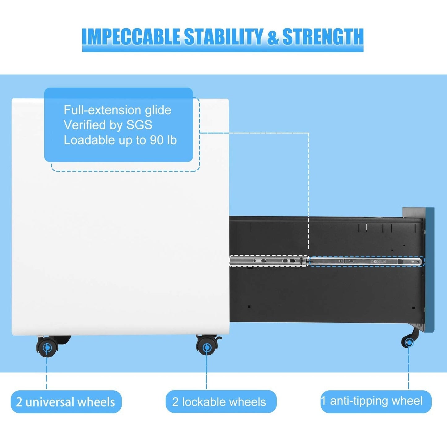 3 Drawer Mobile/Vertical File Cabinet for Home Office