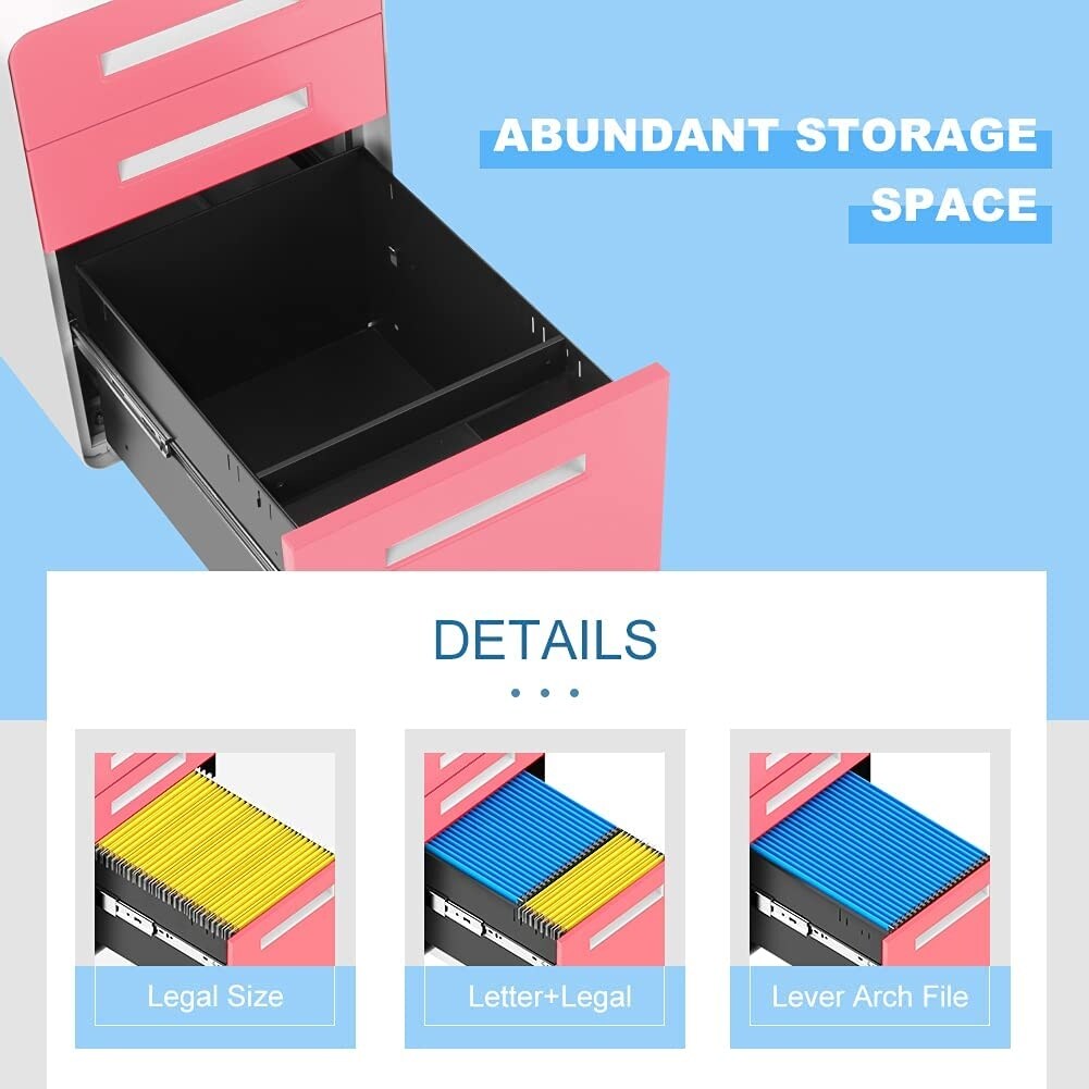 3 Drawer Mobile/Vertical File Cabinet for Home Office