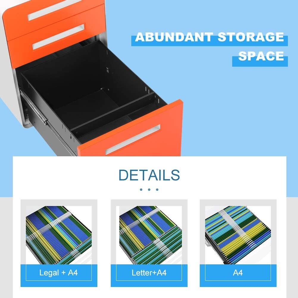 3 Drawer Mobile/Vertical File Cabinet for Home Office