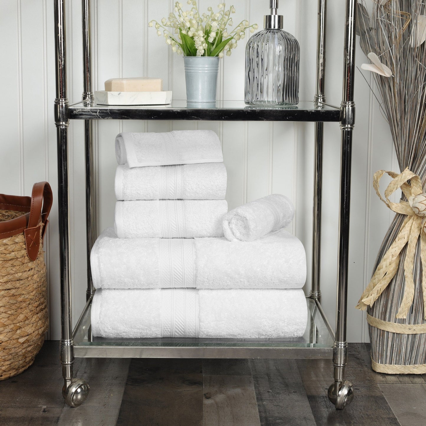 Superior 6-piece Plush Long Staple Combed Cotton Towel Set