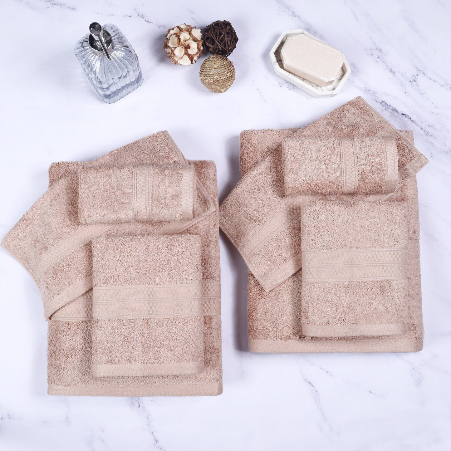 Superior 8 Piece Bath Towel Set, Rayon From Bamboo and Cotton