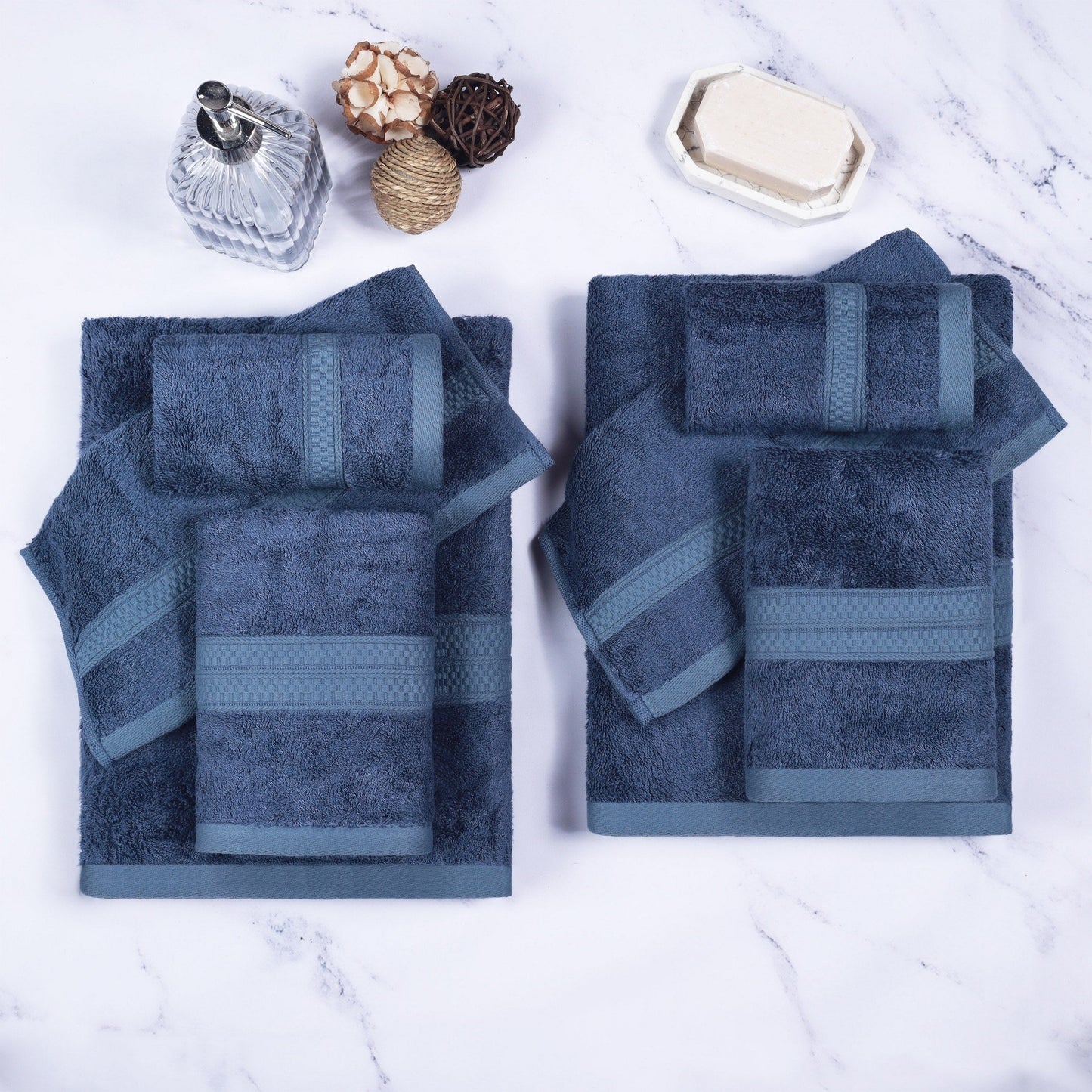 Superior 8 Piece Bath Towel Set, Rayon From Bamboo and Cotton
