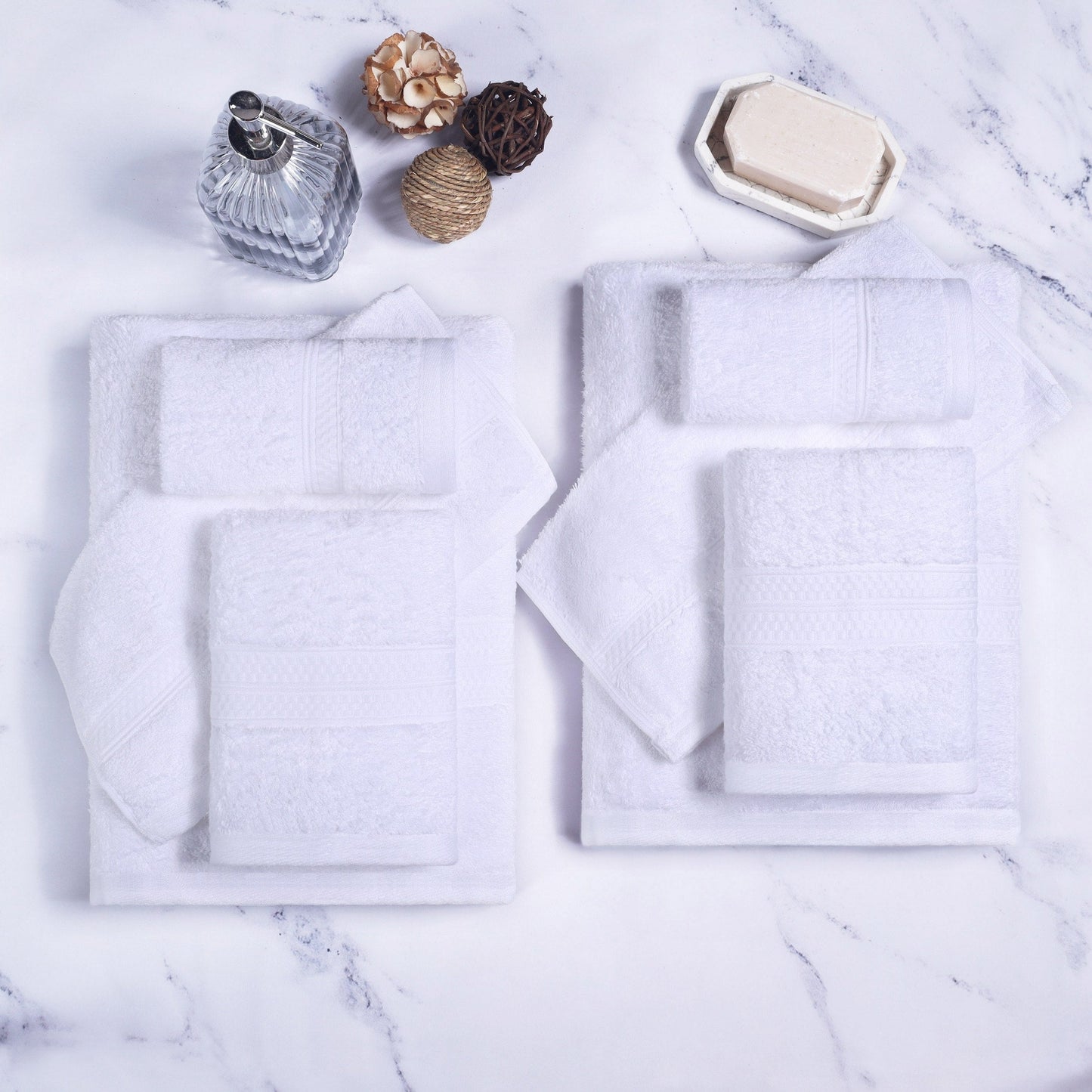 Superior 8 Piece Bath Towel Set, Rayon From Bamboo and Cotton