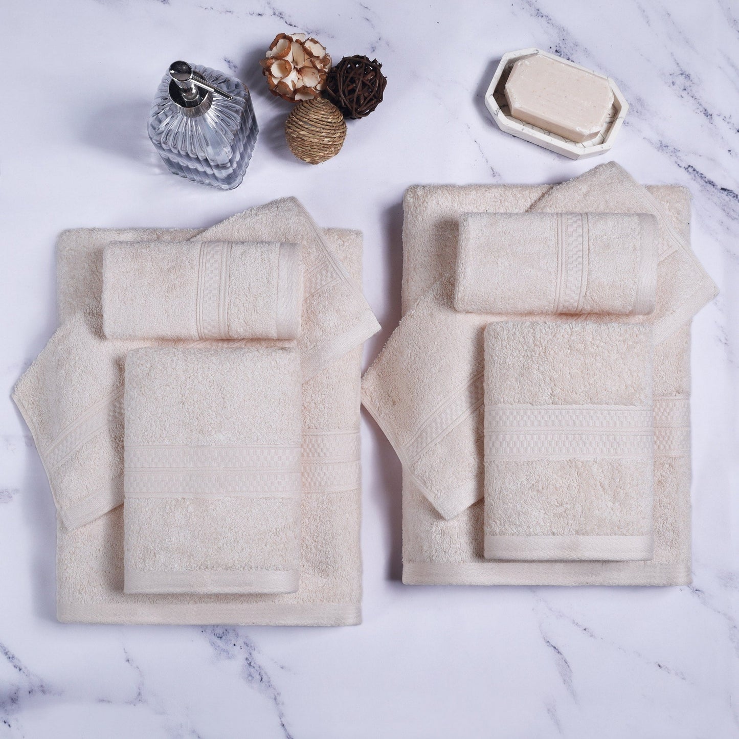 Superior 8 Piece Bath Towel Set, Rayon From Bamboo and Cotton
