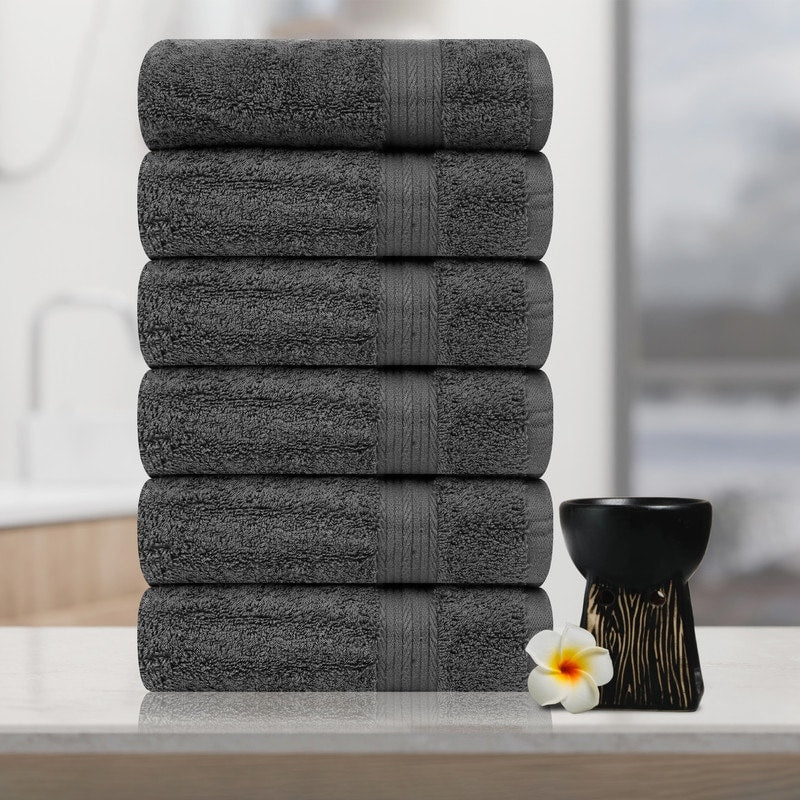 Superior Cotton 600 GSM Hand Towels 18x28 Inch by Ample Decor - 6 Pcs