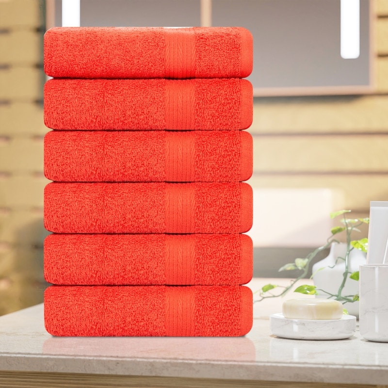 Superior Cotton 600 GSM Hand Towels 18x28 Inch by Ample Decor - 6 Pcs