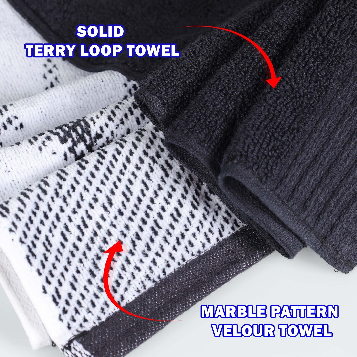 Superior Cotton Quick-Drying Solid and Marble 10 Piece Towel Set