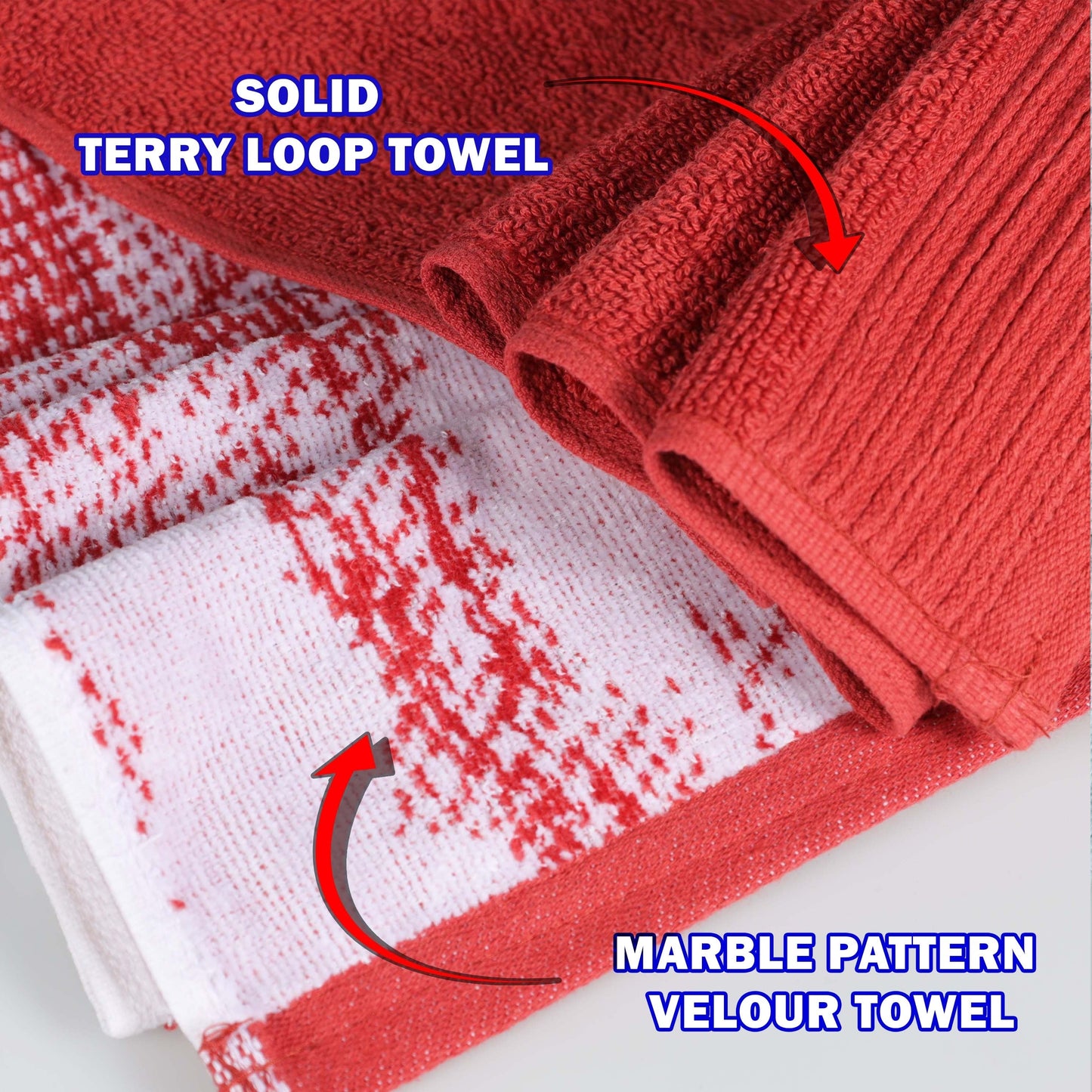 Superior Cotton Quick-Drying Solid and Marble 10 Piece Towel Set
