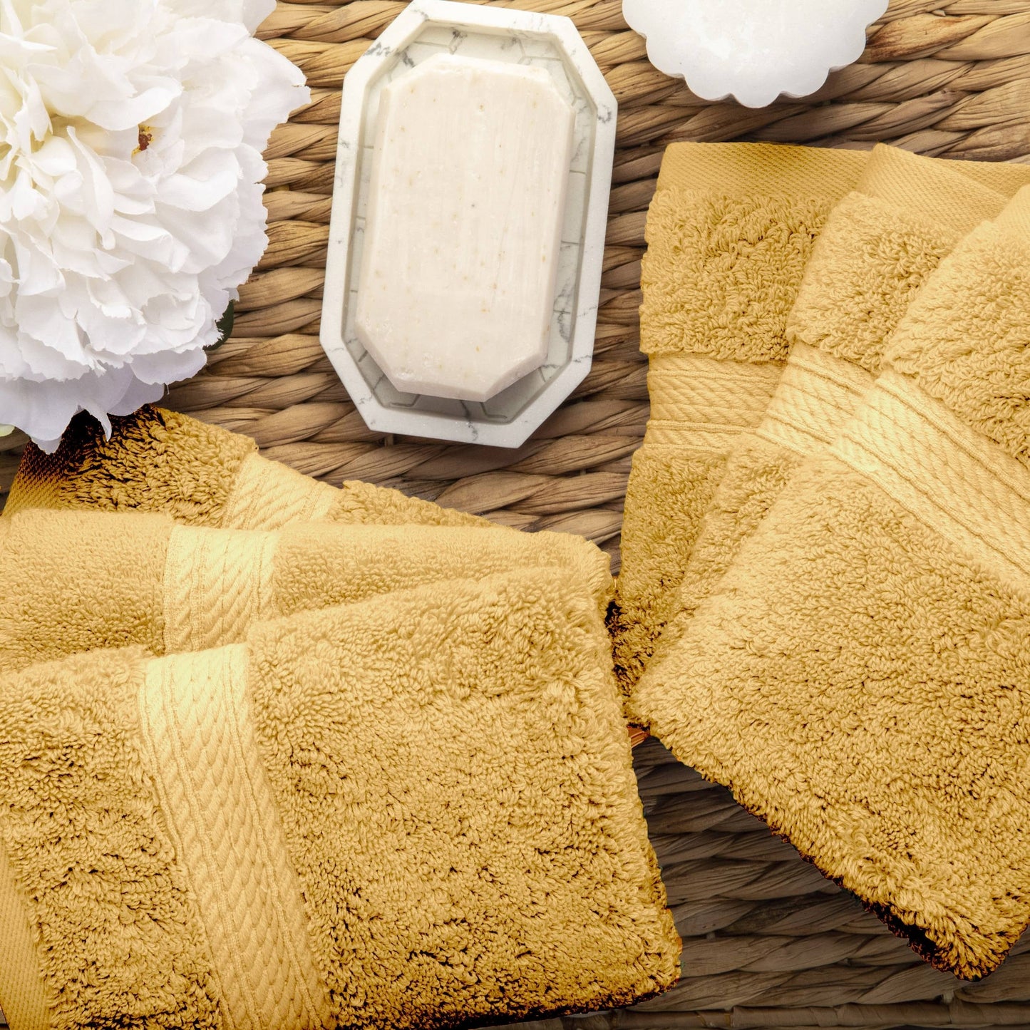 Superior Egyptian Cotton Pile Heavyweight Face Towel Set of 6
