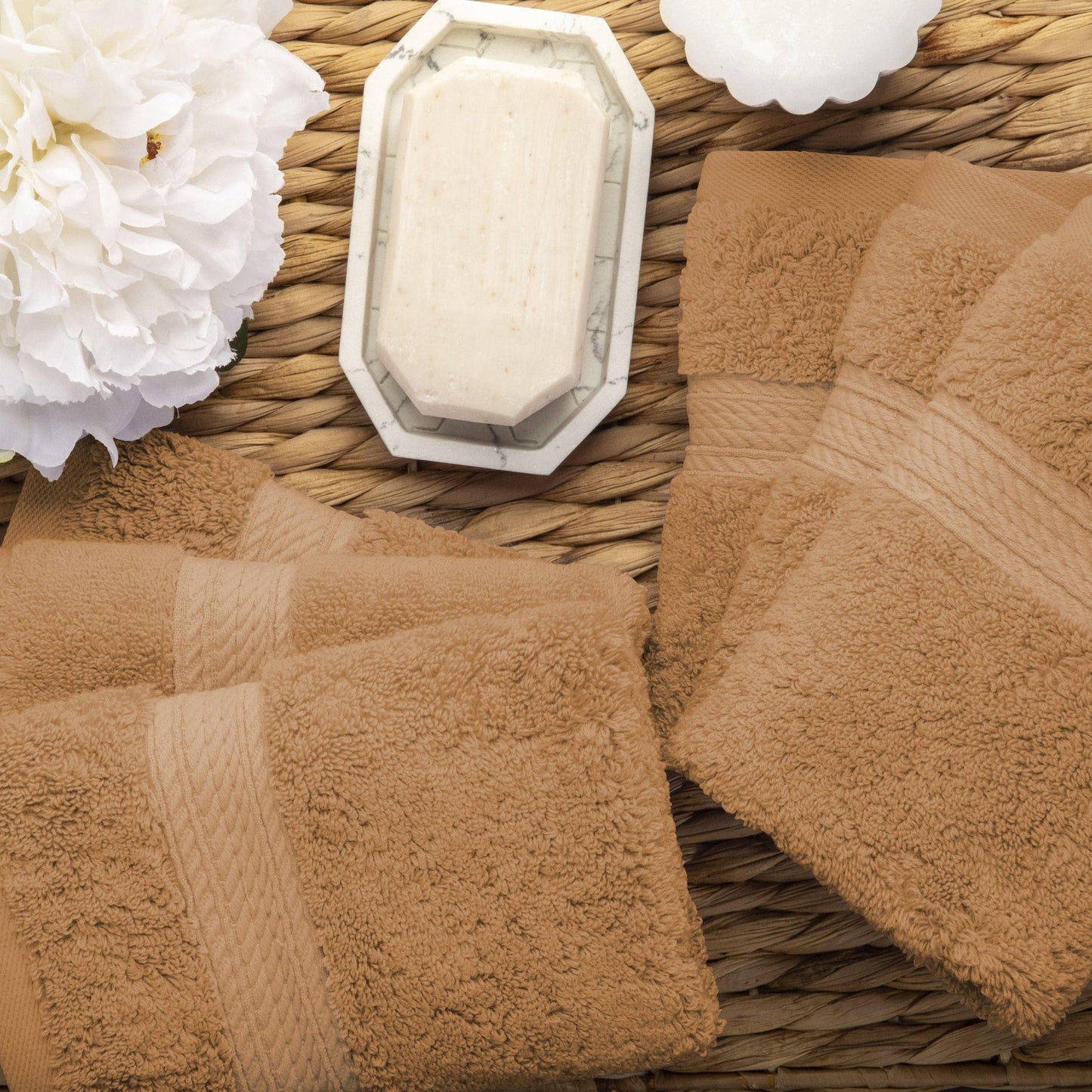 Superior Egyptian Cotton Pile Heavyweight Face Towel Set of 6