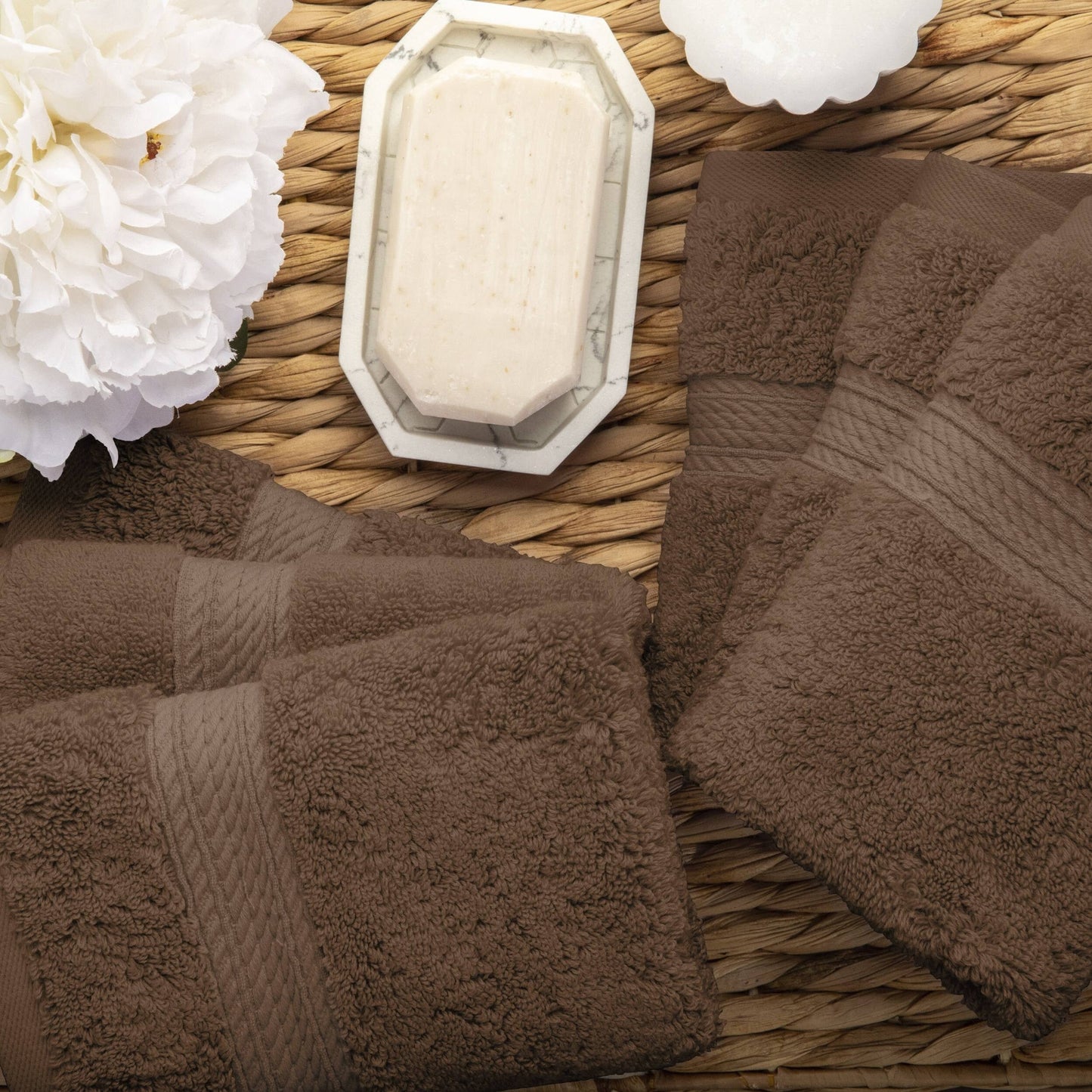 Superior Egyptian Cotton Pile Heavyweight Face Towel Set of 6