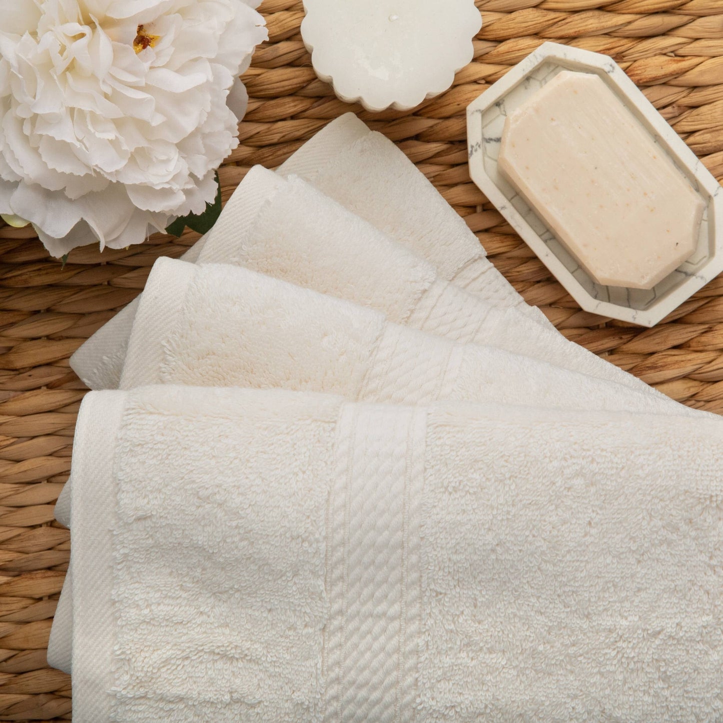 Superior Egyptian Cotton Pile Heavyweight Hand Towel Set of 4
