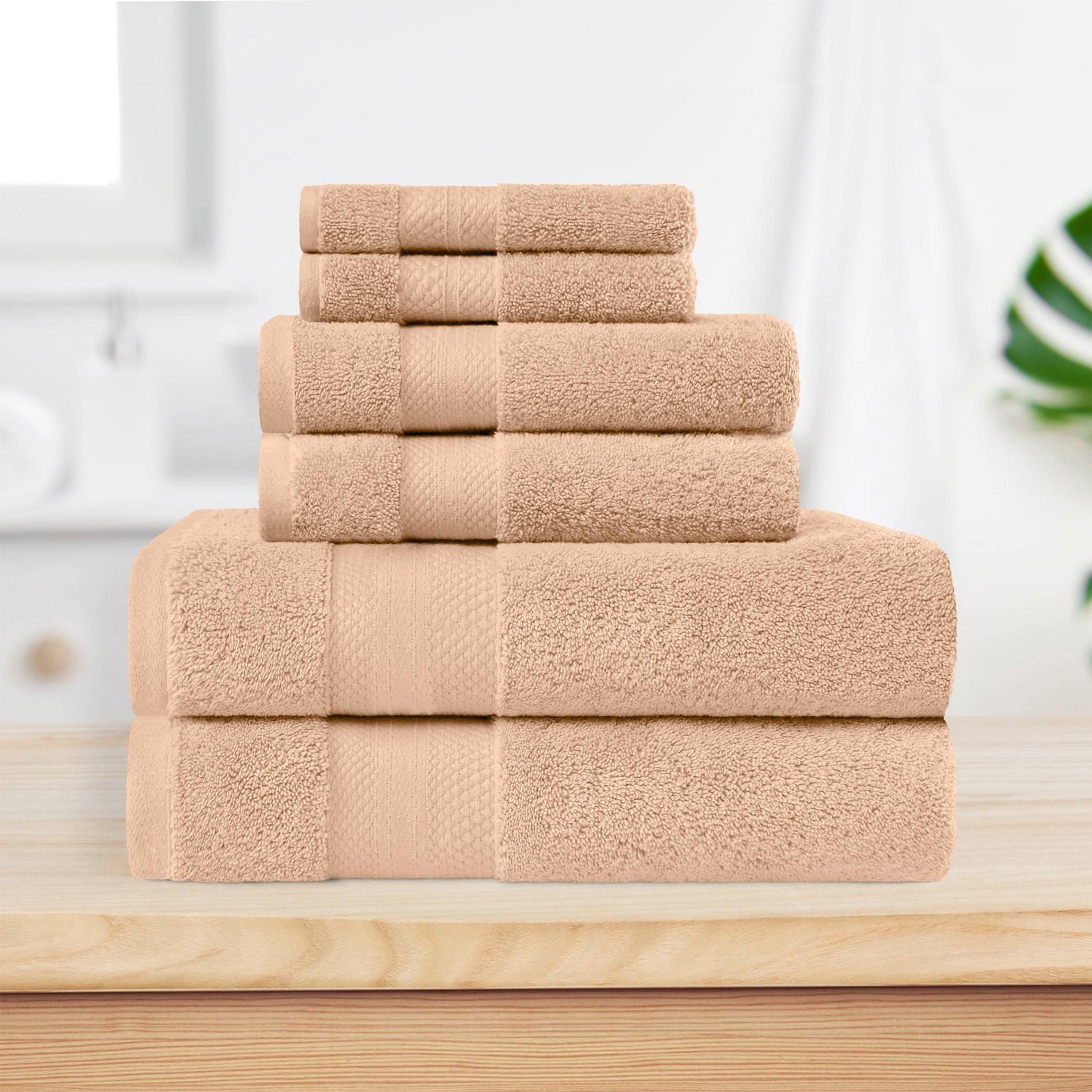 Superior Turkish Cotton 6 Piece Solid Plush Heavyweight Towel Set