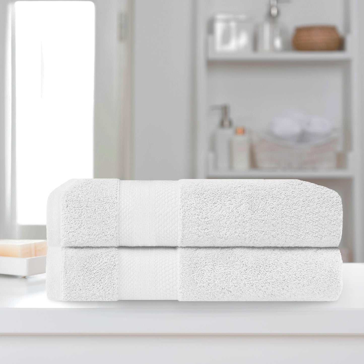 Superior Turkish Cotton Solid Heavyweight Bath Sheet Set of 2