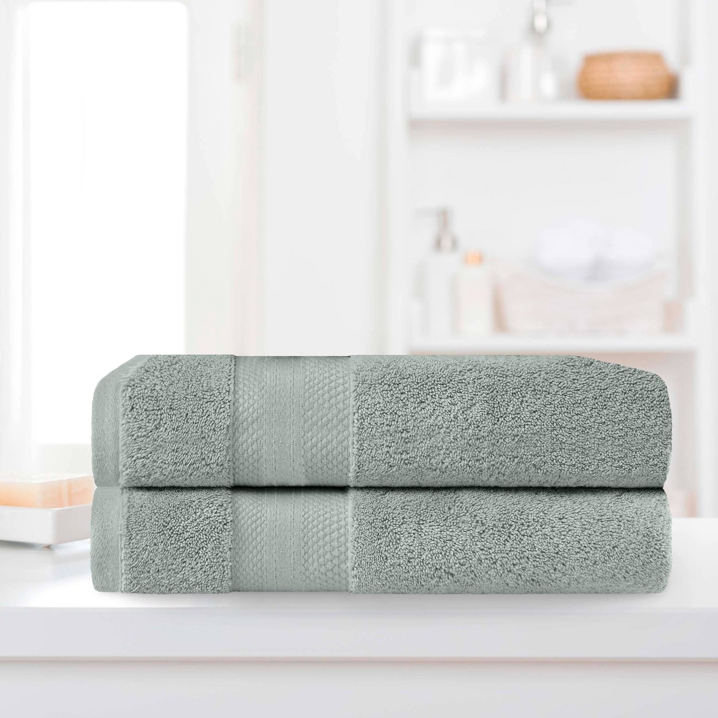Superior Turkish Cotton Solid Heavyweight Bath Sheet Set of 2