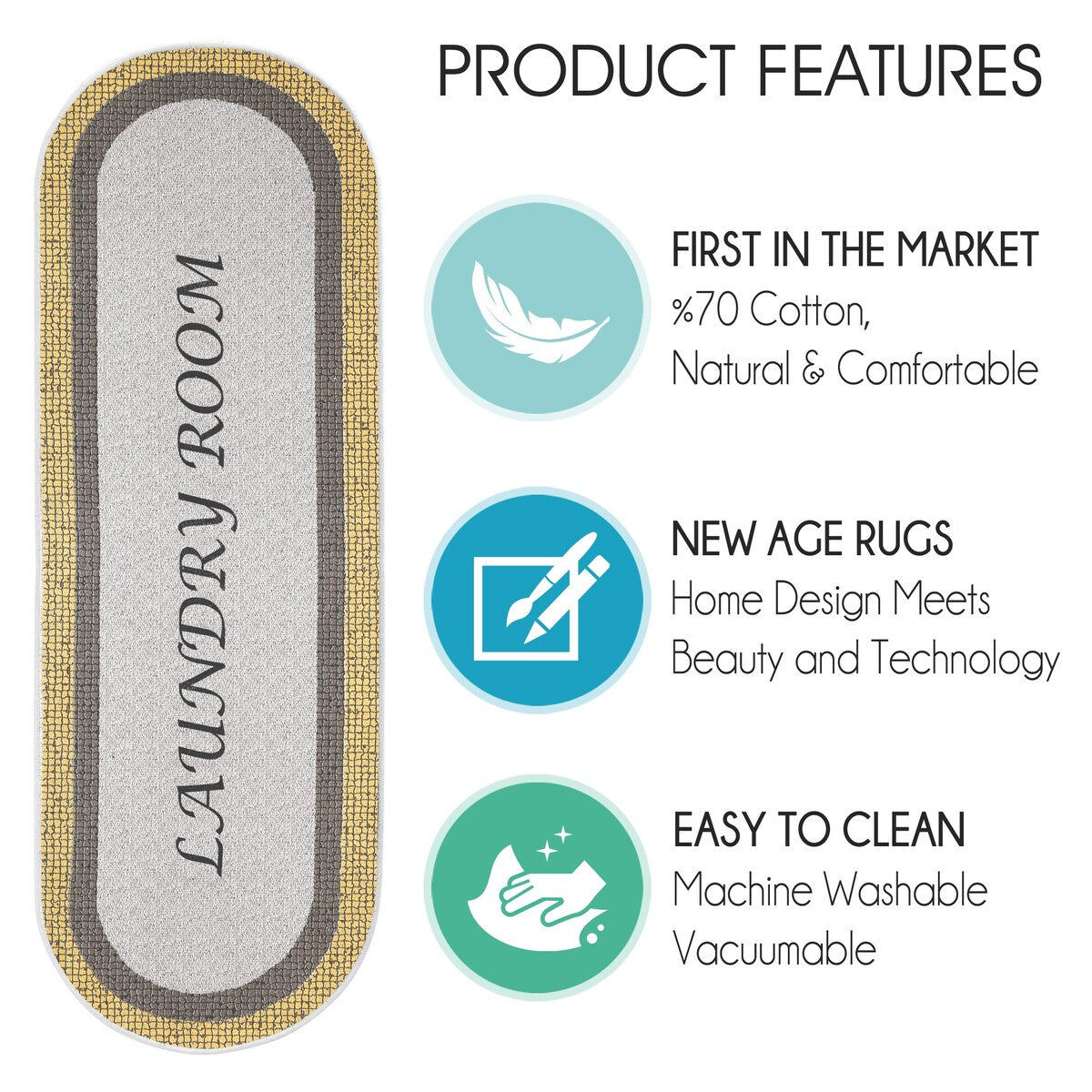 SussexHome Washable Ultra Thin Laundry Room Rug Runner - 20 x 59