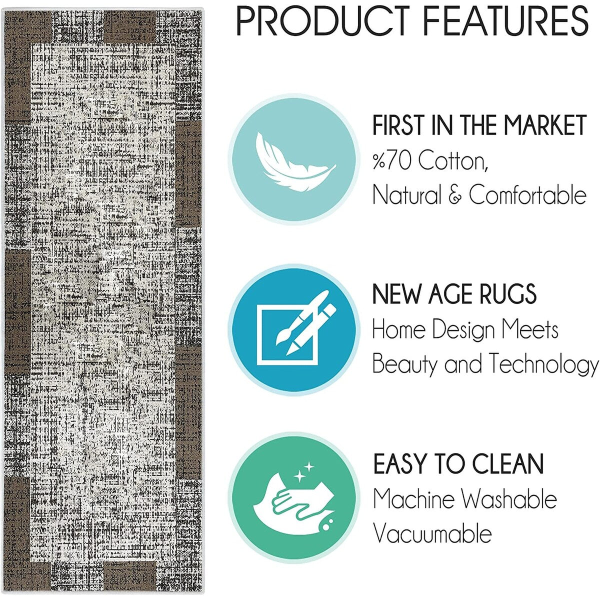 SussexHome Washable Ultra Thin Laundry Room Rug Runner - 20 x 59
