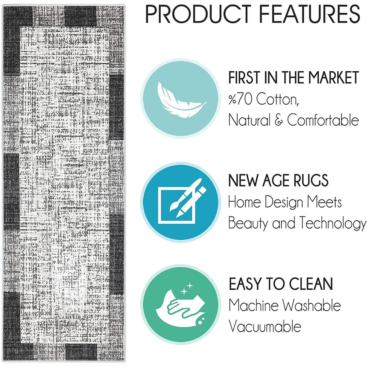 SussexHome Washable Ultra Thin Laundry Room Rug Runner - 20 x 59
