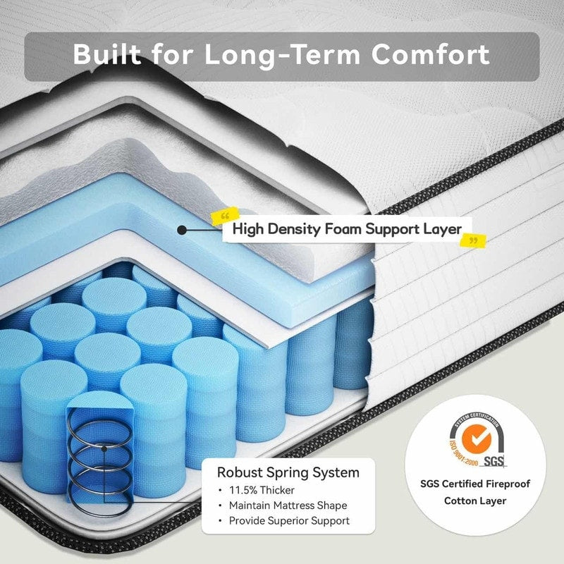 SweDrea 10 in. Medium Firm Gel-infused Memory Foam Hybrid Mattress Cooling and Breathable with CertiPUR-US, SGS and OEKO-TEX
