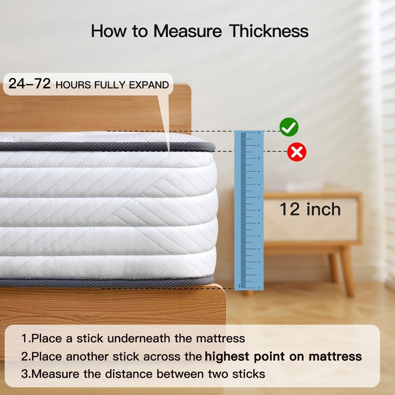 SweDrea 8/12 in Medium Firm Gel-infused Memory Foam Hybrid Mattress Cooling and Breathable with CertiPUR-US, SGS and OEKO-TEX