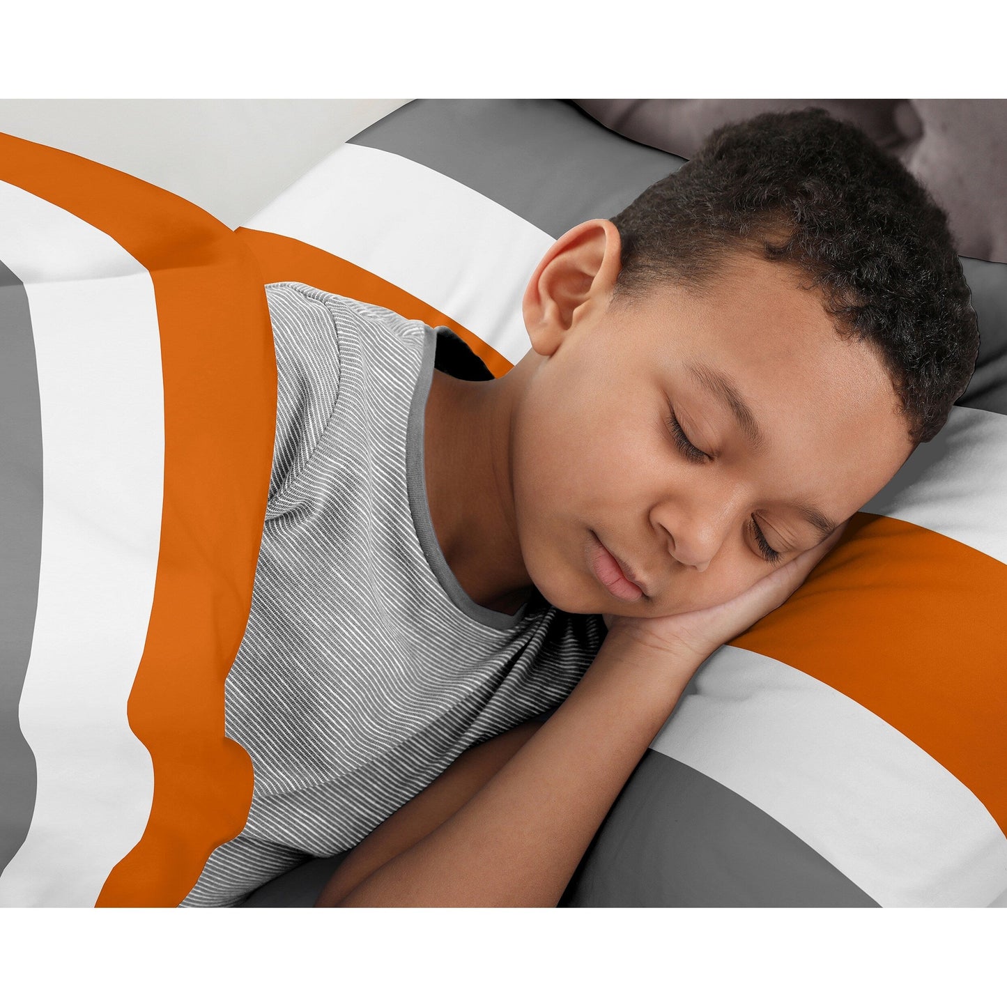 Sweet Jojo Designs Orange and Gray Stripe 2-piece Twin Comforter Set