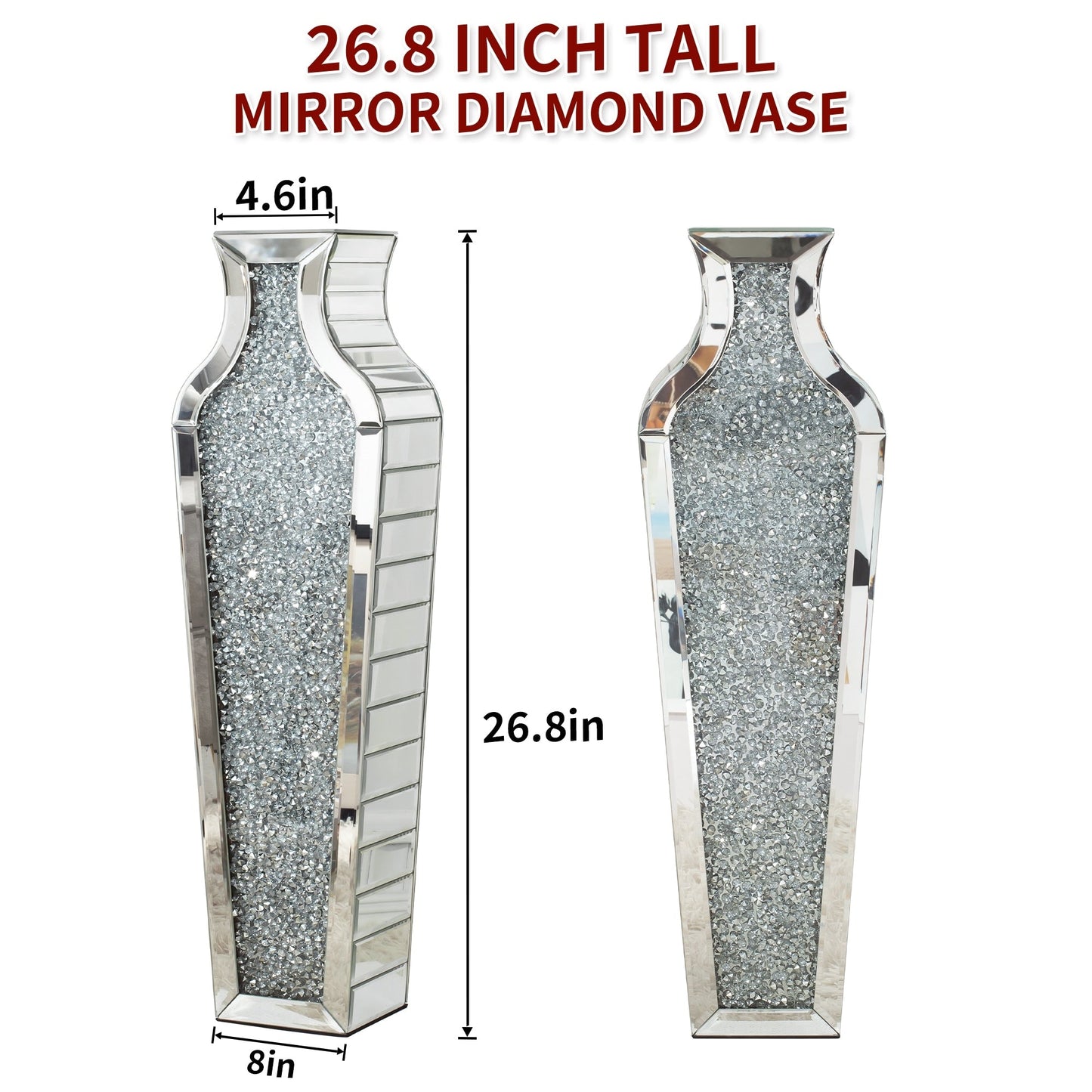 Tall Crushed Diamond Floor Vase