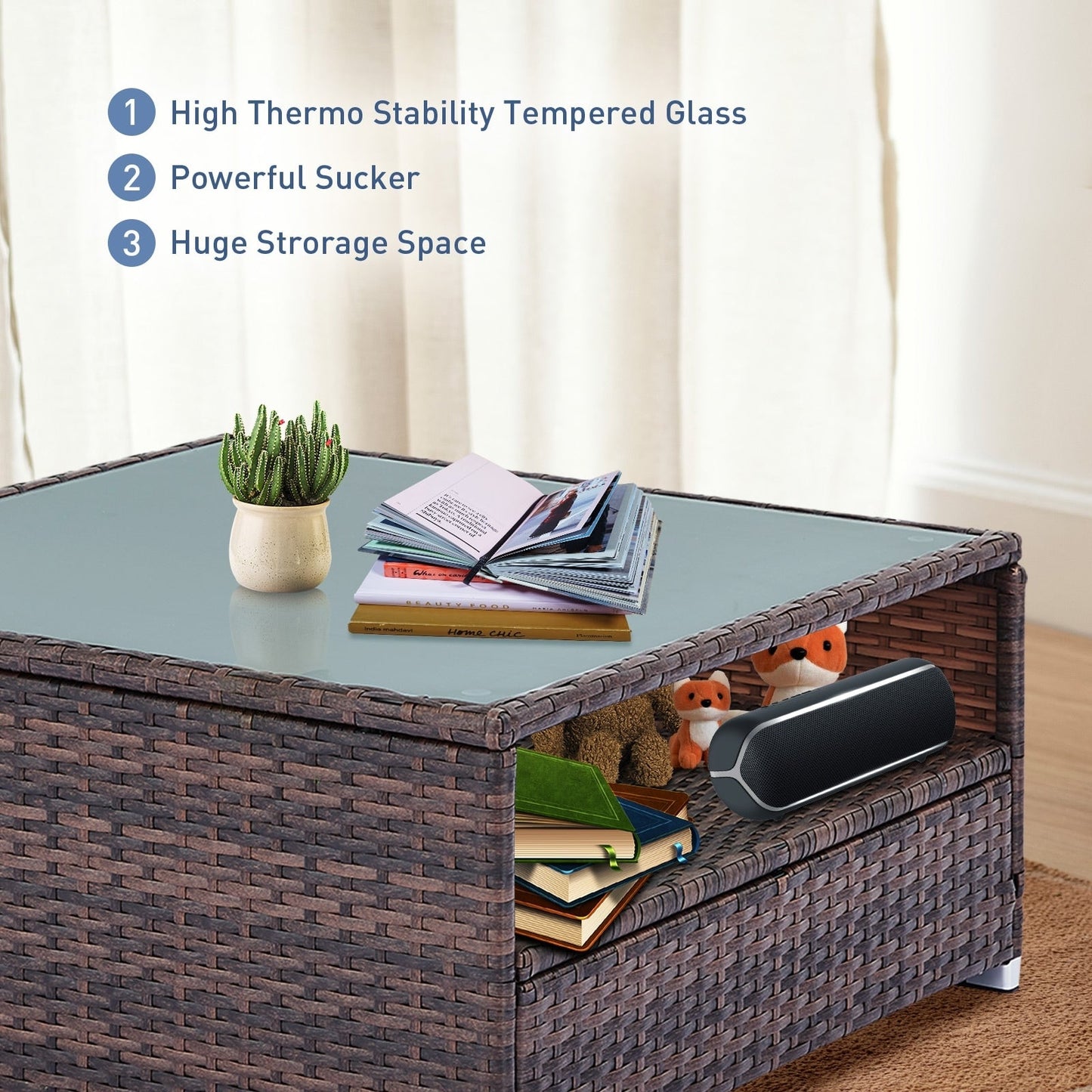 Ensemble de canapés d'extérieur sectionnels Tappio 4 pièces en osier avec housse imperméable