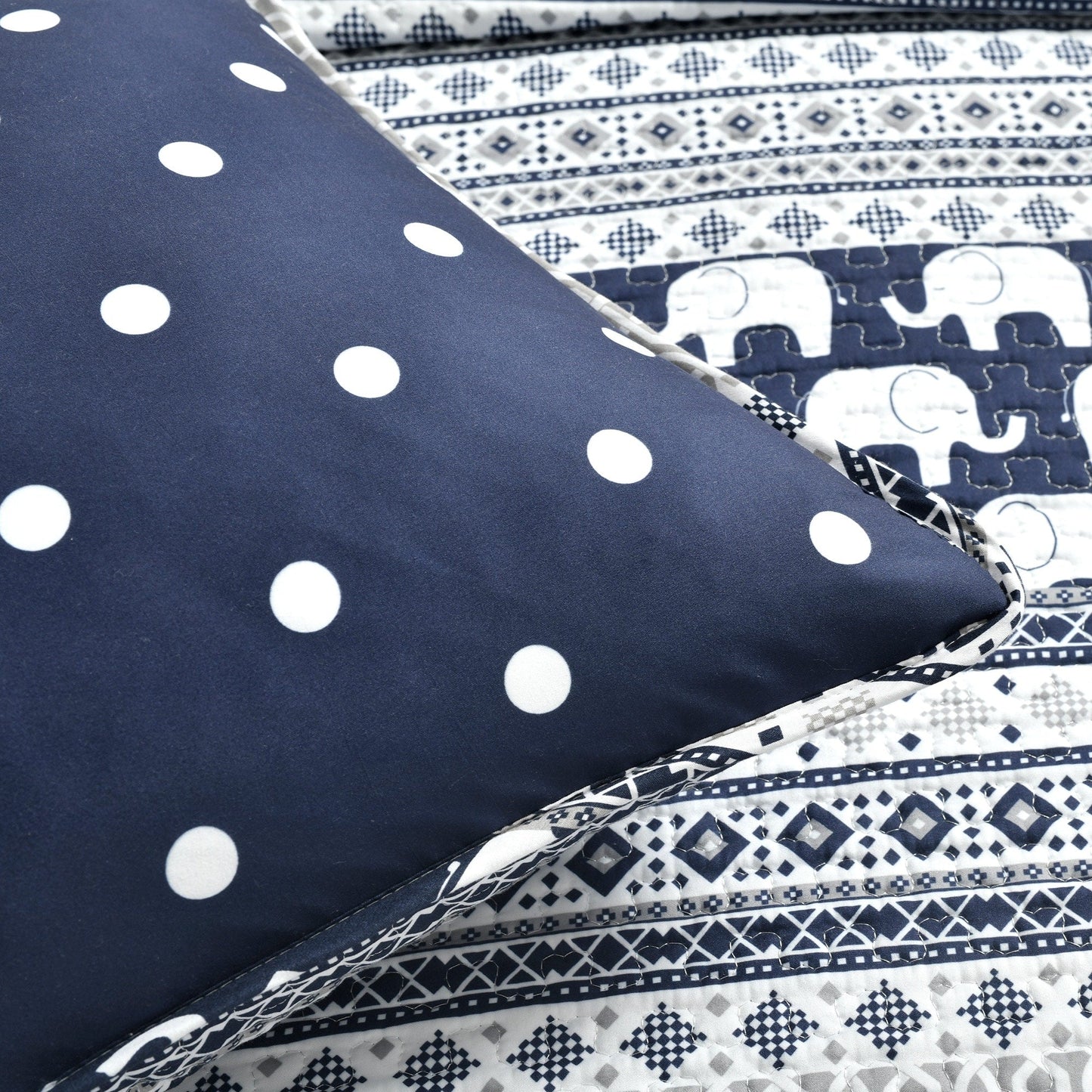 Taylor & Olive Ever-Tru Elephant Stripe 5-piece Quilt Set