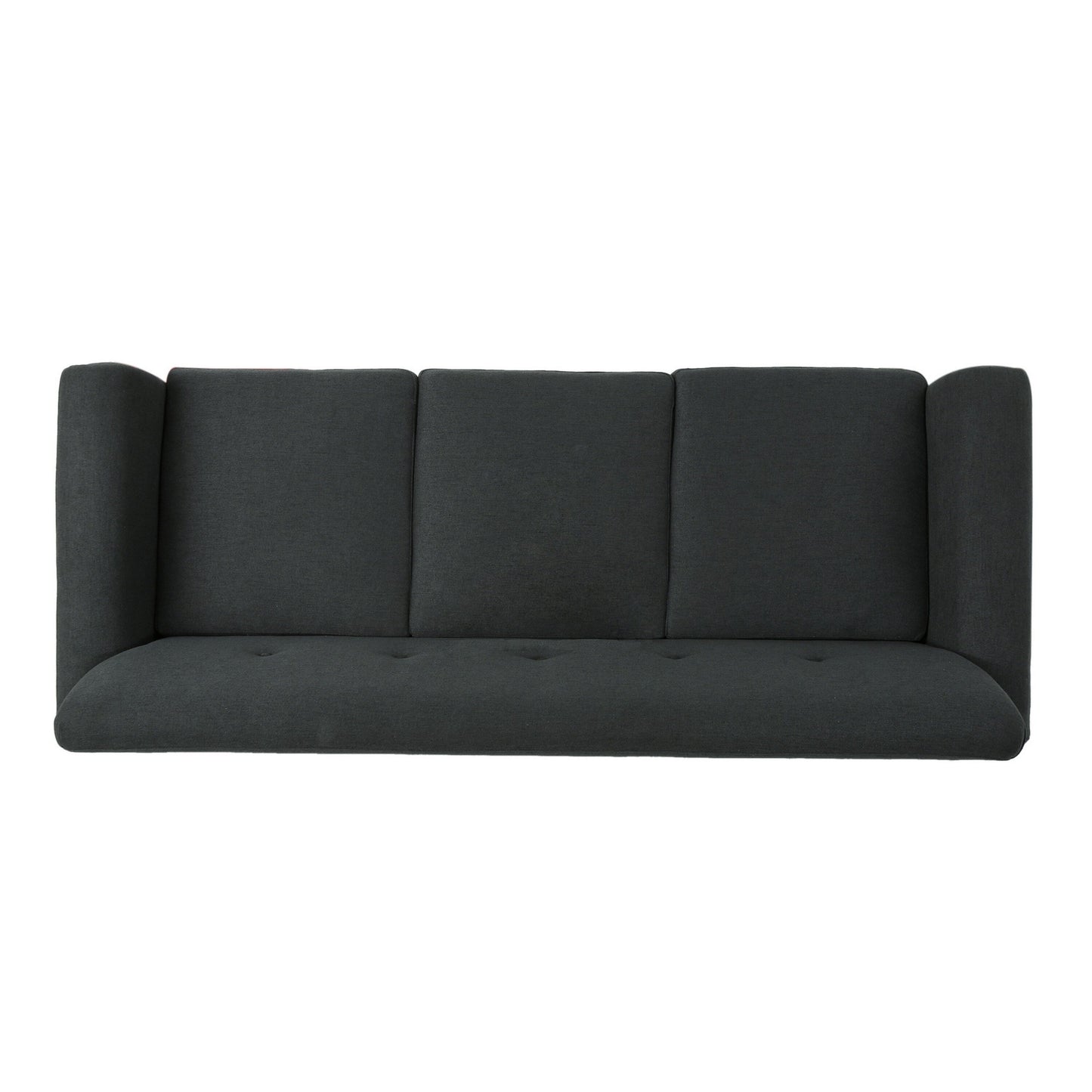 Canapé Tiya, dossier capitonné, assises carrées, revêtement en tissu gris, 200 cm