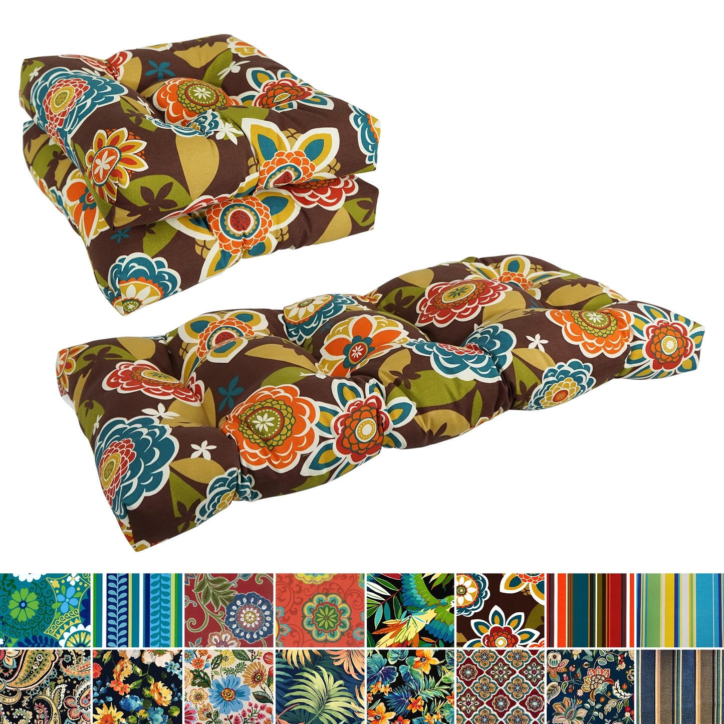 Tufted Indoor/Outdoor Settee Cushion Set (Set of 3) - 19 x 19/19 x 42