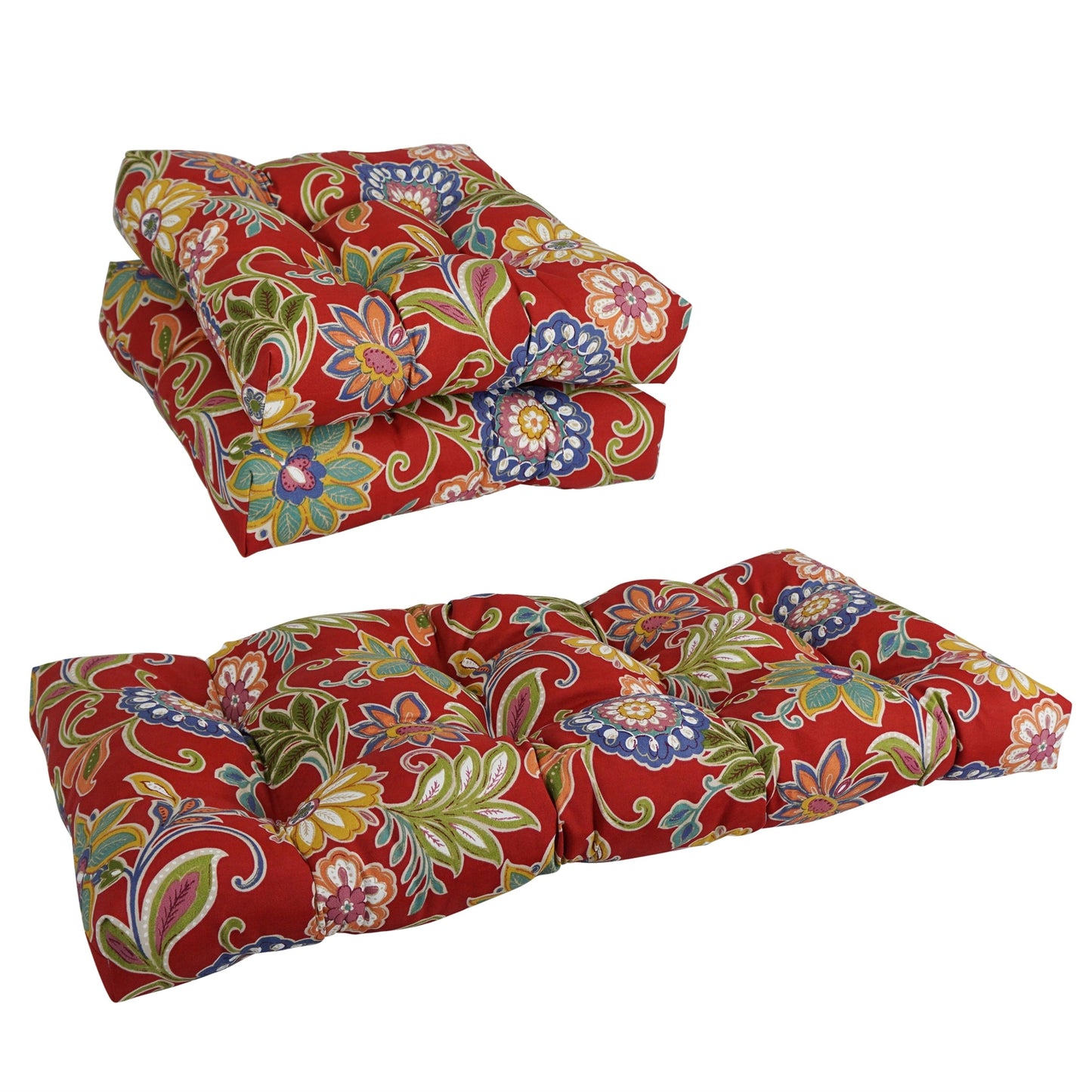 Tufted Indoor/Outdoor Settee Cushion Set (Set of 3) - 19 x 19/19 x 42