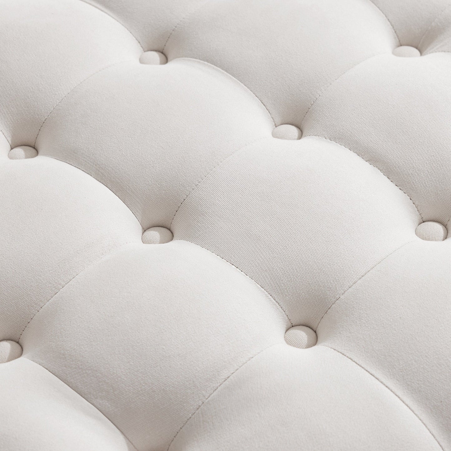 Tufted Large Round Storage Ottoman Footrest Beige/ Grey/ Blue