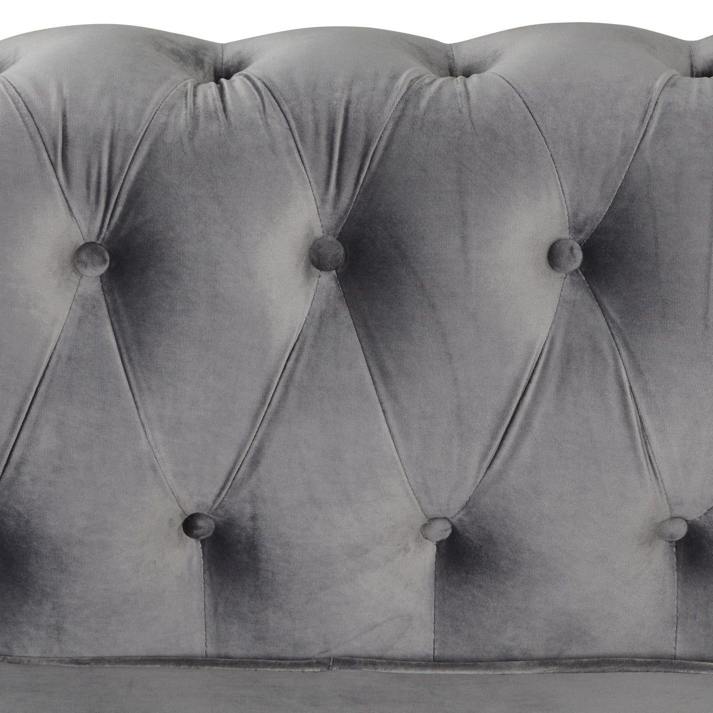 Canapé Chesterfield rembourré en velours Morden Fort avec tête de clou et pieds solides pour le salon