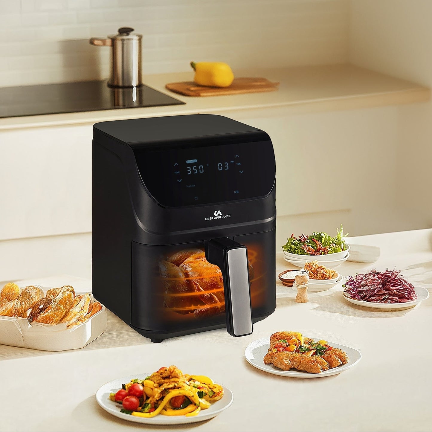 Uber Appliance Air fryer XL Deluxe - 5Qt Digital Display - Ceramic Non stick Non Toxic - 5 Quart