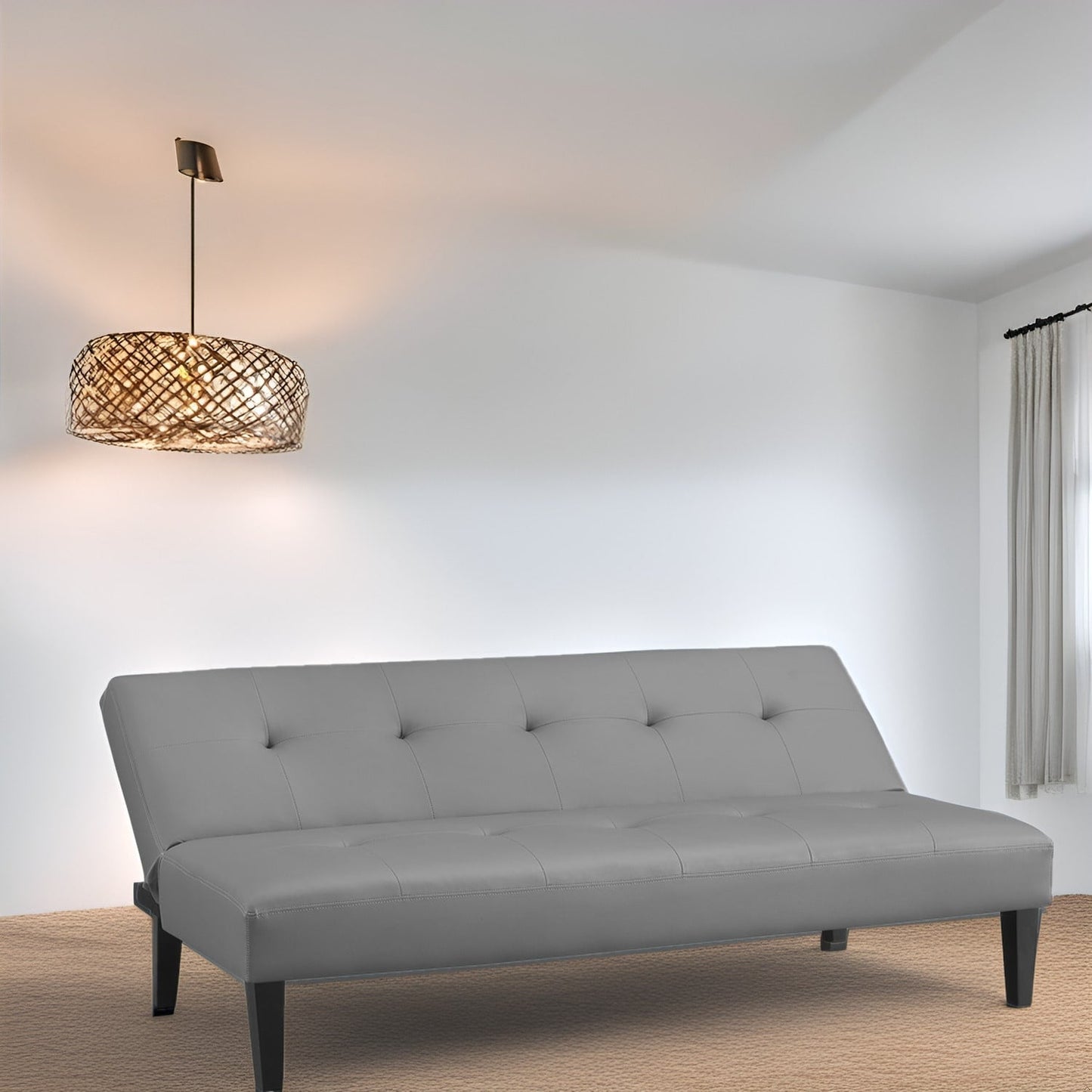 Collection ultime de canapés futons : canapé futon avec accoudoirs et porte-gobelets, canapé capitonné à boutons avec pieds en bois