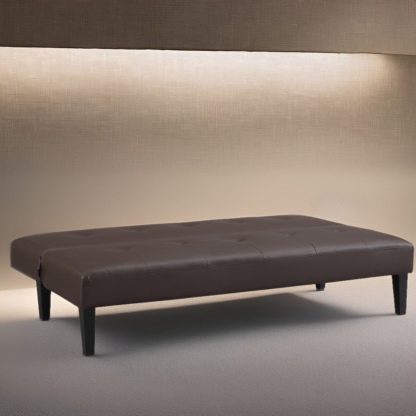 Collection ultime de canapés futons : canapé futon avec accoudoirs et porte-gobelets, canapé capitonné à boutons avec pieds en bois