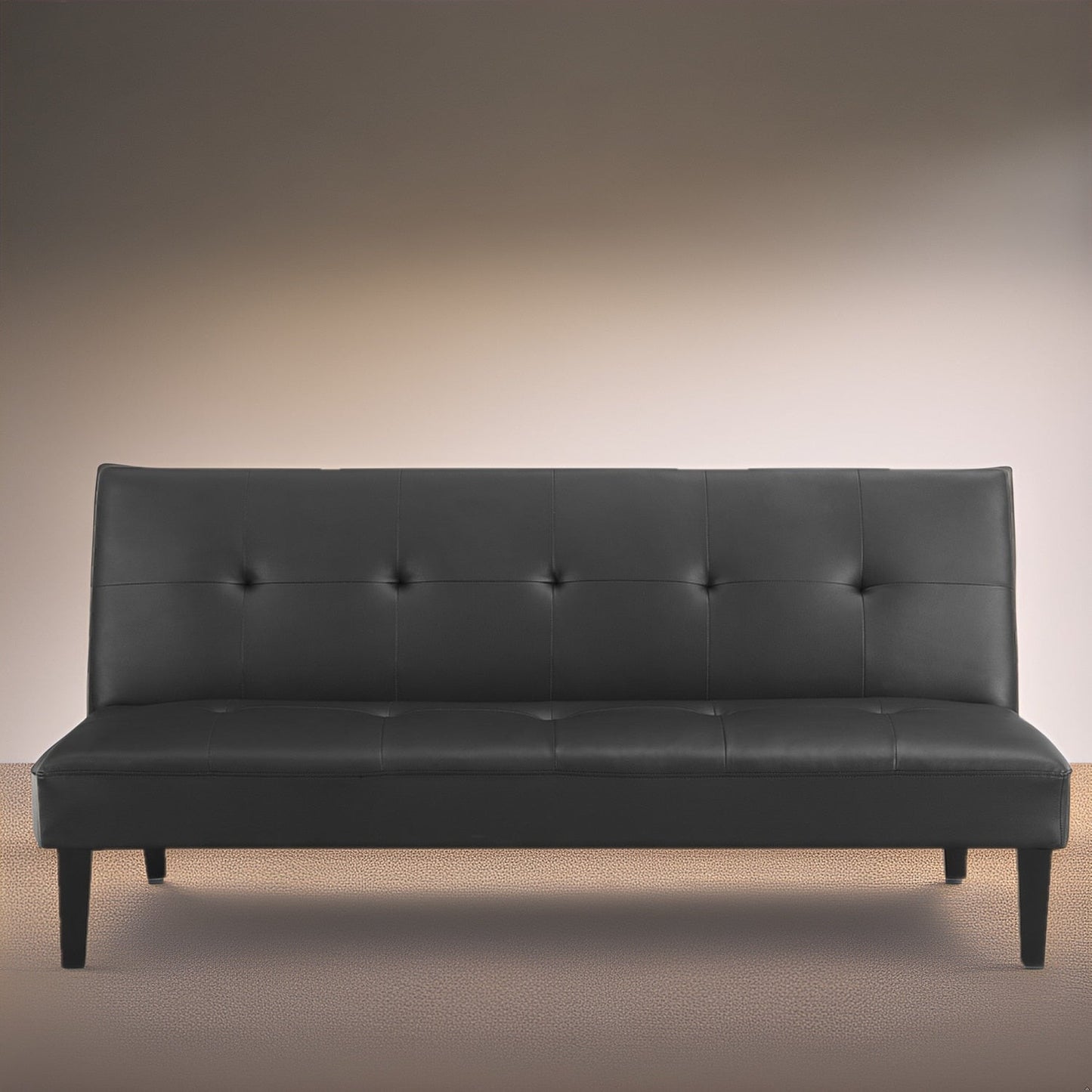 Collection ultime de canapés futons : canapé futon avec accoudoirs et porte-gobelets, canapé capitonné à boutons avec pieds en bois