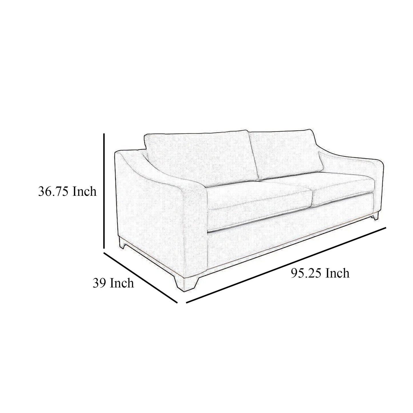 Canapé Umey, 2 coussins décoratifs, polyester blanc moderne et épuré, bois massif
