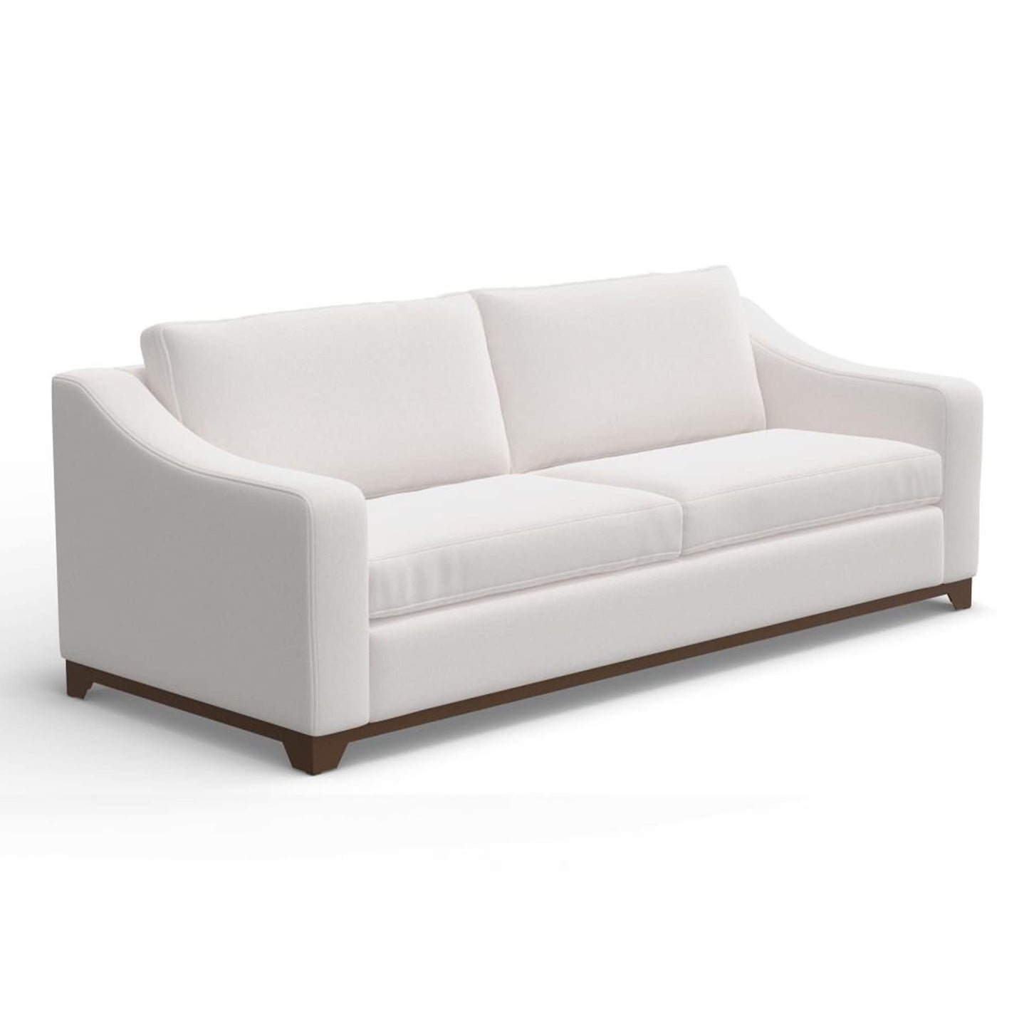 Canapé Umey, 2 coussins décoratifs, polyester blanc moderne et épuré, bois massif