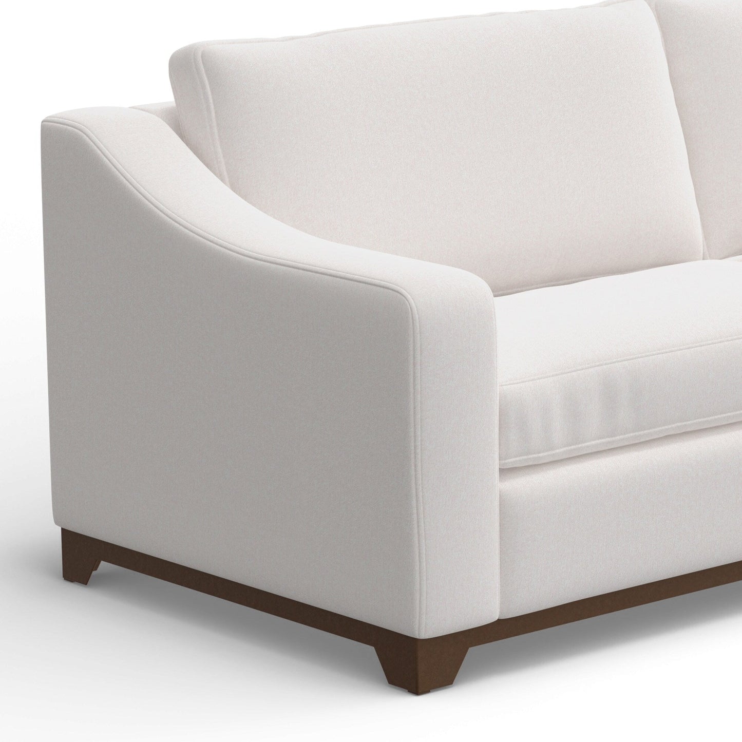 Canapé Umey, 2 coussins décoratifs, polyester blanc moderne et épuré, bois massif