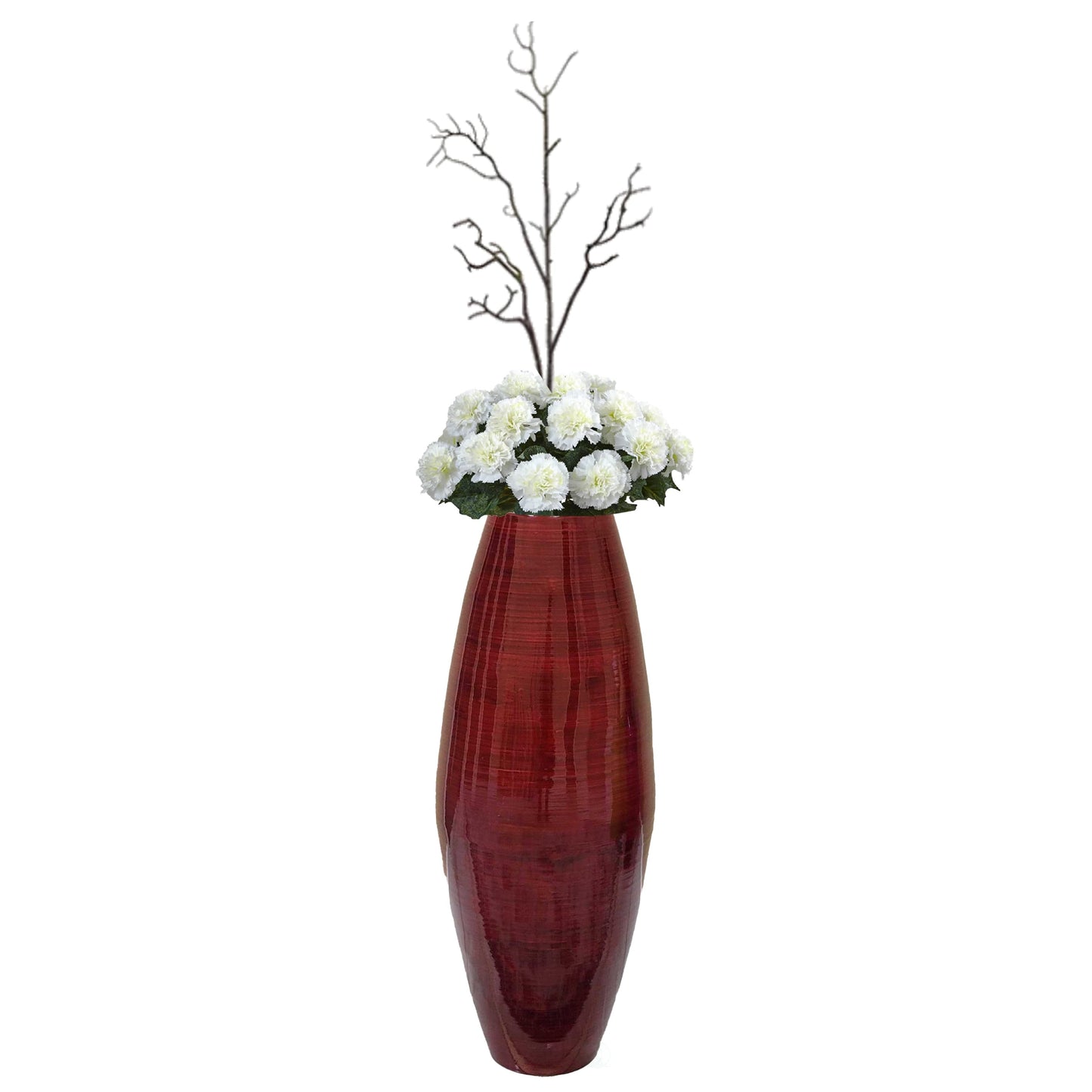 Uniquewise Tall Cylinder Bamboo Floor Vase Decorative Accent for Hotel Lobbies and Spa, Perfect Decor for Living Room or Hallway