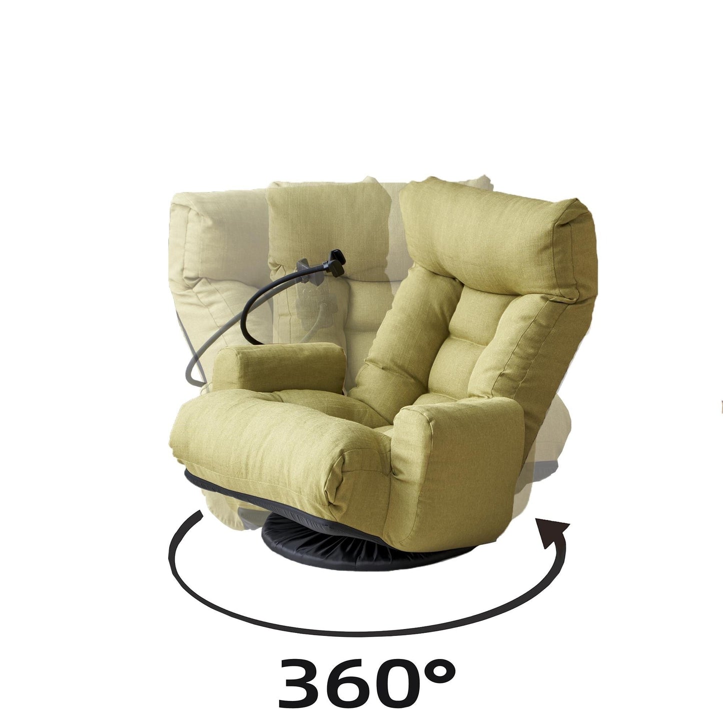 Fauteuil inclinable manuel pivotant à 360° avec support pour téléphone portable, appui-tête et dossier réglables