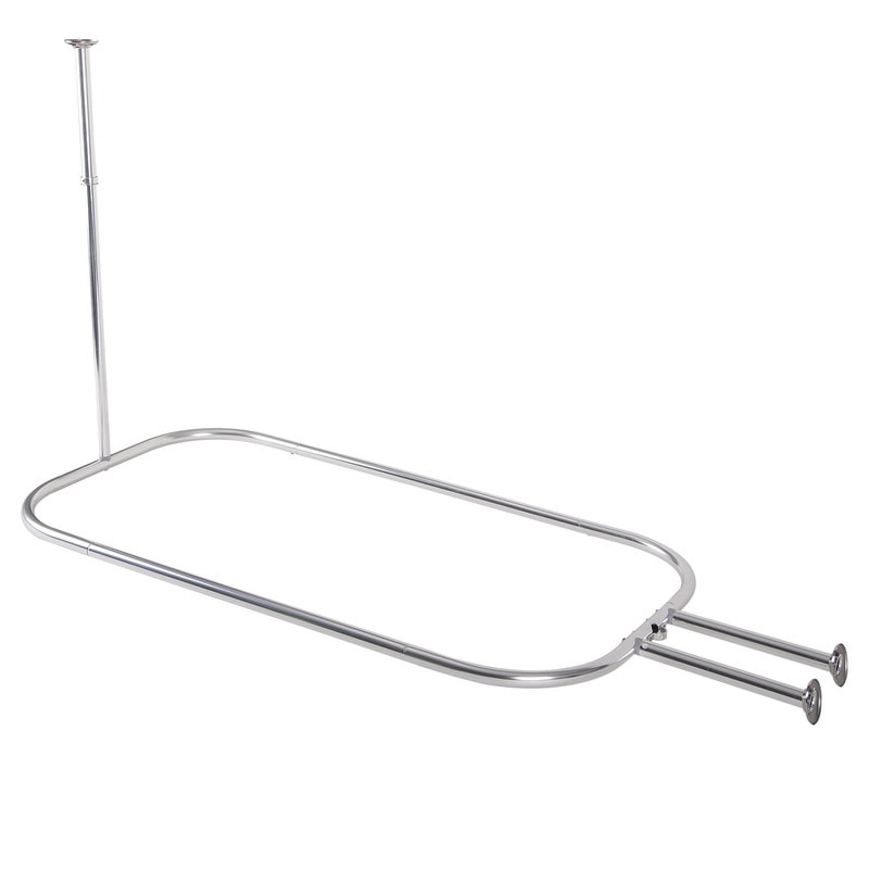 Utopia Alley Rustproof Aluminum Hoop Shower Rod With Ceiling Support for Clawfoot Tub, 46 * 22 in
