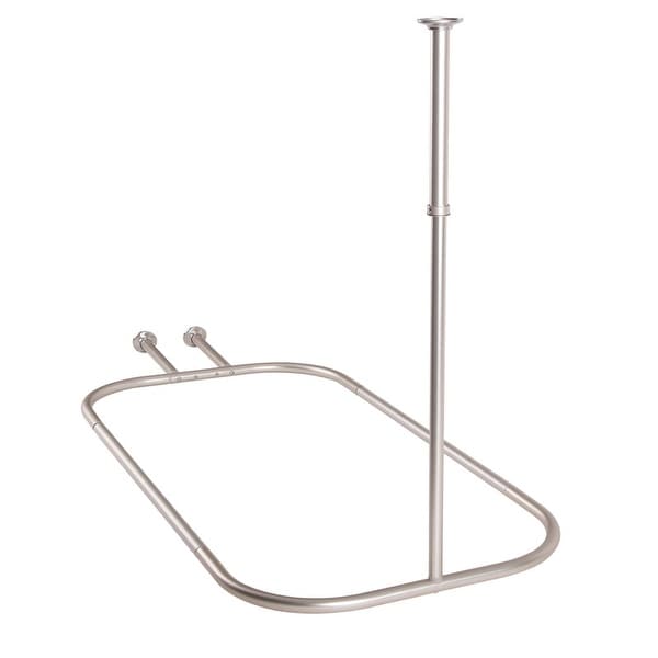 Utopia Alley Rustproof Aluminum Hoop Shower Rod With Ceiling Support for Clawfoot Tub, 46 * 22 in